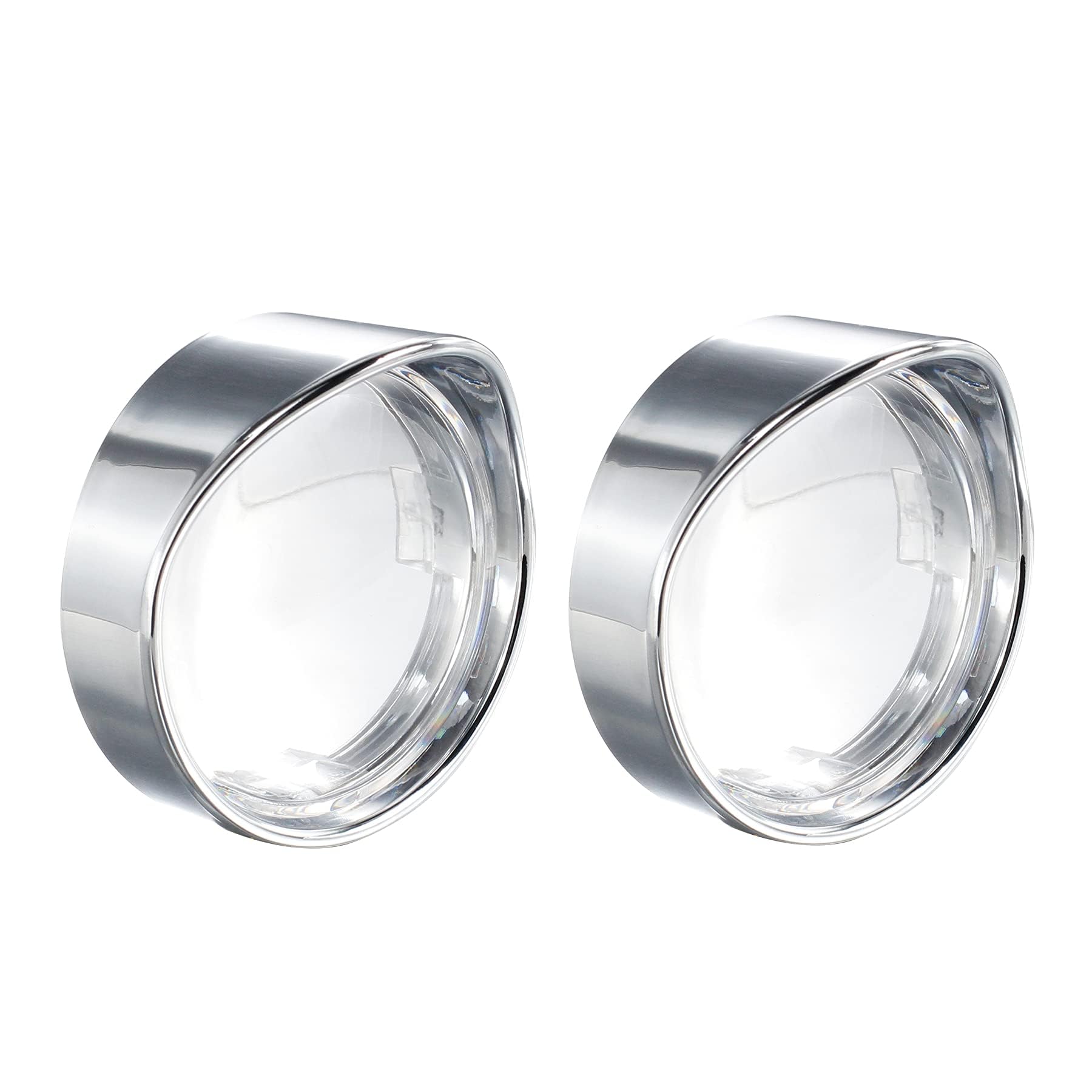 Nthreeauto 2 Inch Clear Bullet Turn Signal Lens Cover With Chrome Visor Bezels Compatible With Harley Sportster Dyna Road King S