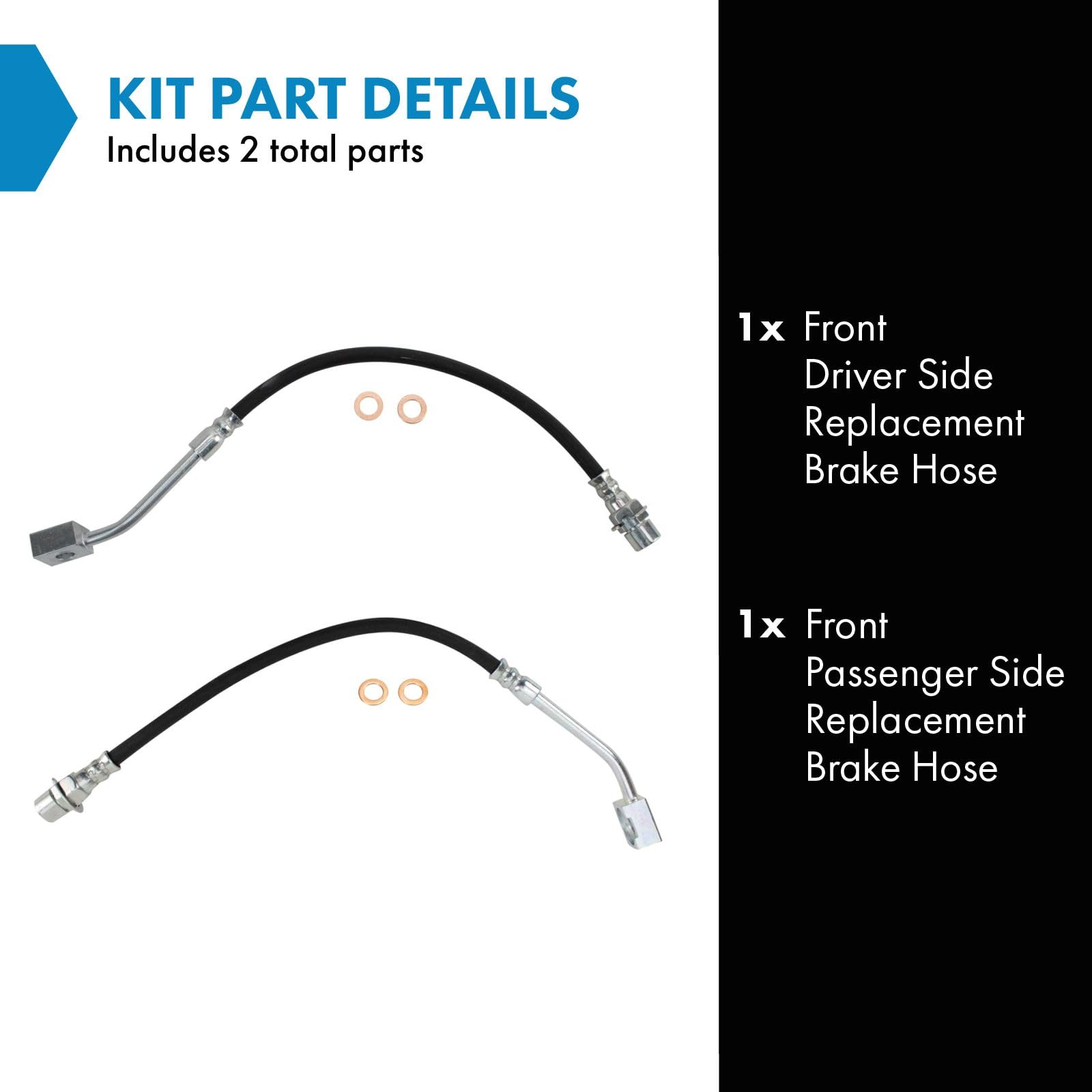 Trq Front Brake Hose Set Compatible With 1999-2004 Ford Mustang