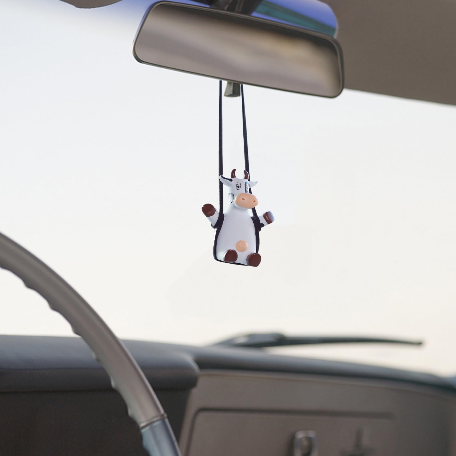 Ygmoner Swinging Cow Car Interior Rearview Mirror Hanging Accessories (Cow)