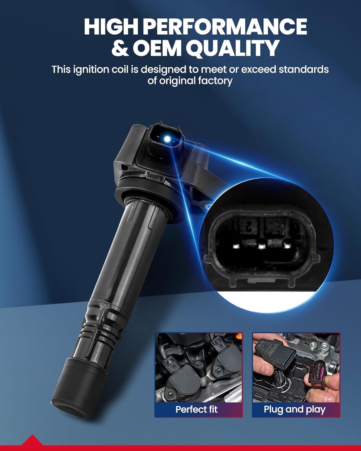 OEM Performance Set of 6 UF624 Ignition Coils & Double Iridium Spark Plug Compatible with 2009-2015 Pilot, 2013-2015 RDX, 2009-2