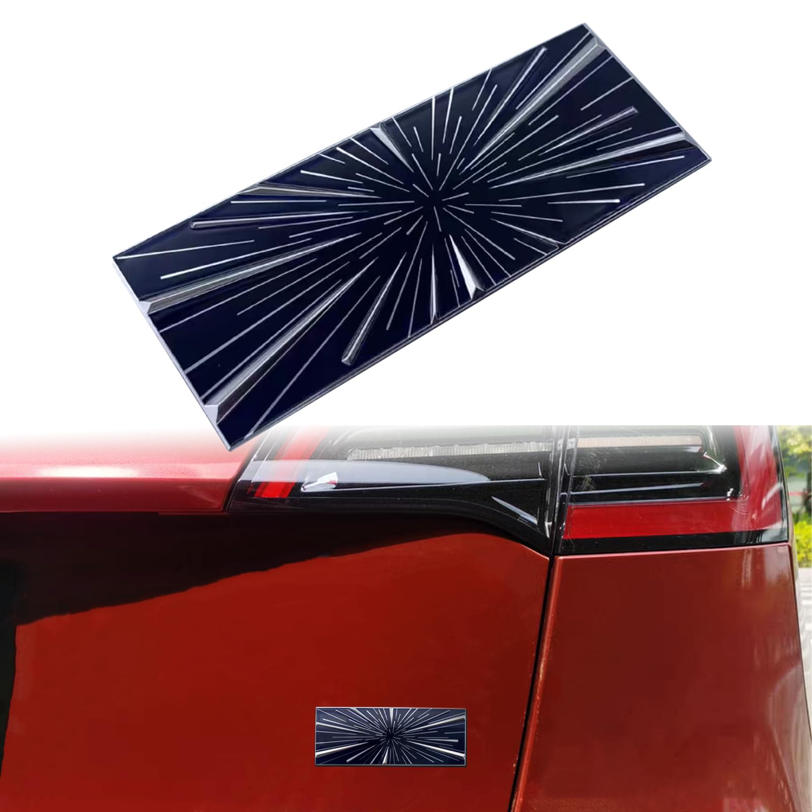 Yhcdsea Dual Motor Badge Emblem Sticker Plaid Decor Compatible For Model 3 Y X S Accessories (Ludicrous-Blue)