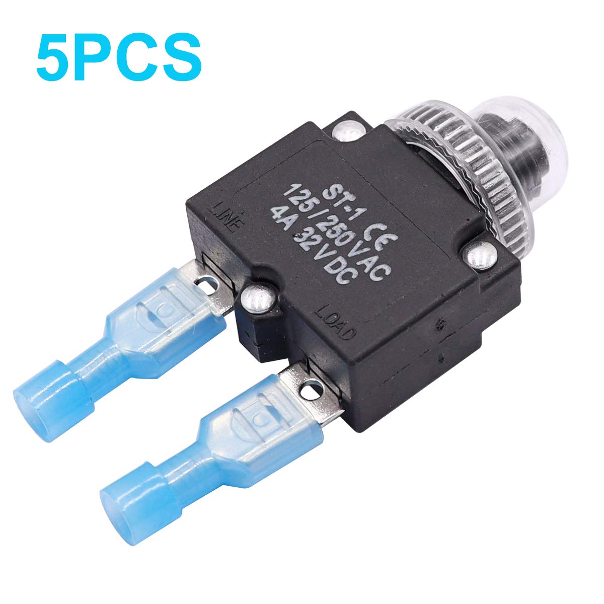 mxuteuk 5Pcs 4Amp Circuit Breakers Push Button Manual Reset 125/250V AC 32V DC,Overload Protector Switch Thermal Circuit Breaker