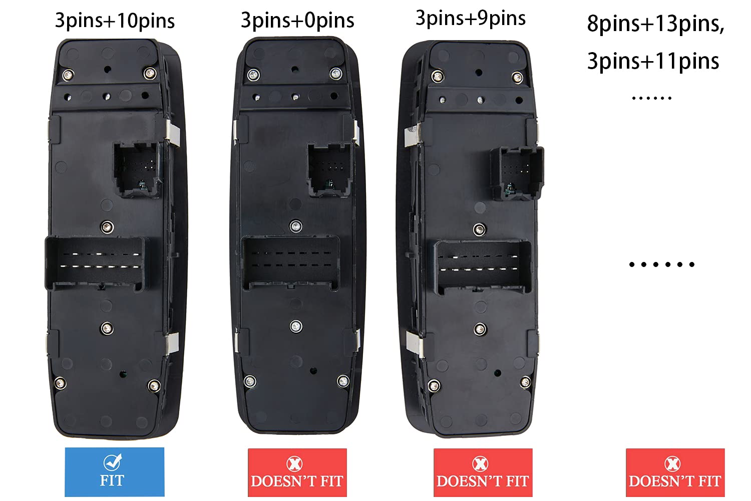 ZAPOSTS Master Power Window Switch for 2009 2010 2011 2012 Ram 1500,Ram 2500,Ram 3500.3 PINS + 10 PINS,OE# 4602863AD,4602863AC,4