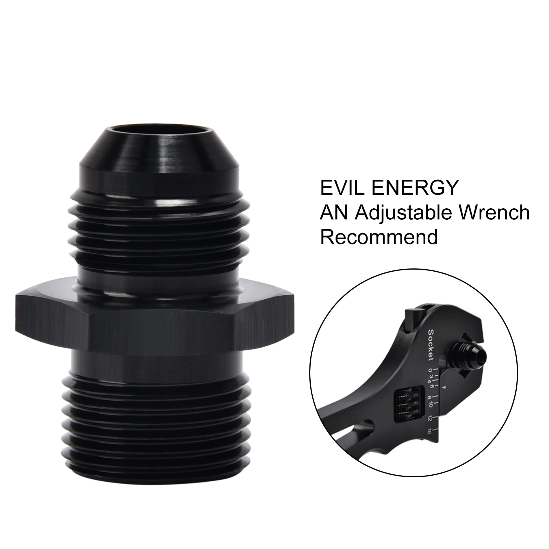 Evil Energy 8An Male Flare To M20 X 1.5Mm Male Metric Fitting Adapter Aluminium Alloy 2Pcs