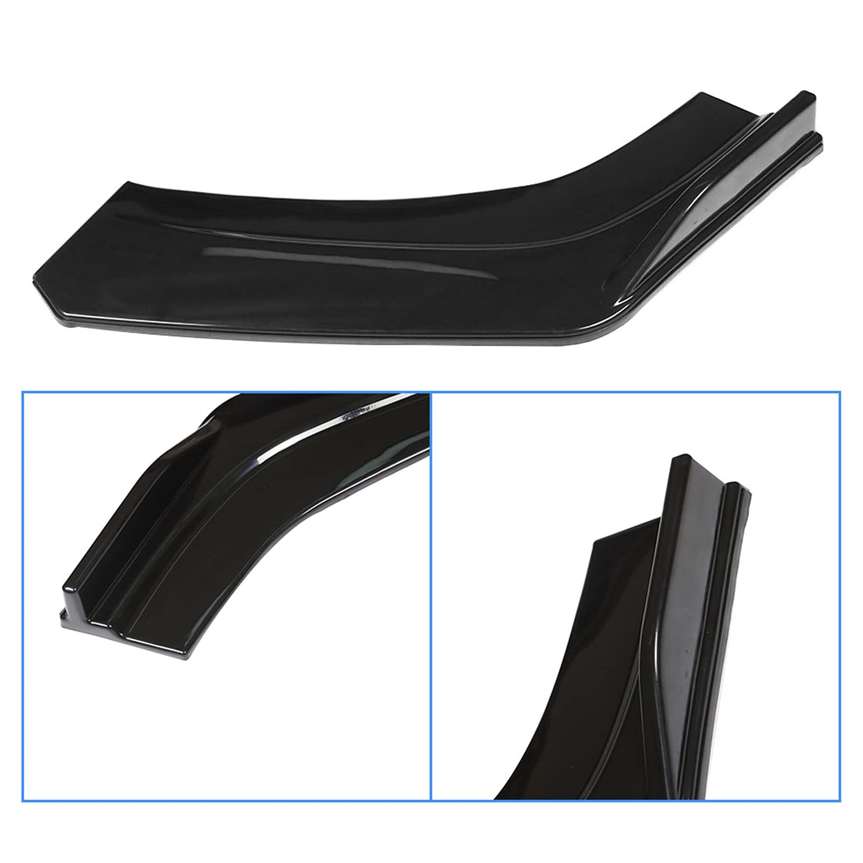 WFLNHB Universal Front Bumper Lip 4 Pieces Kits Spoiler Splitter 2 Layer Lip Glossy Black with Red Tongue