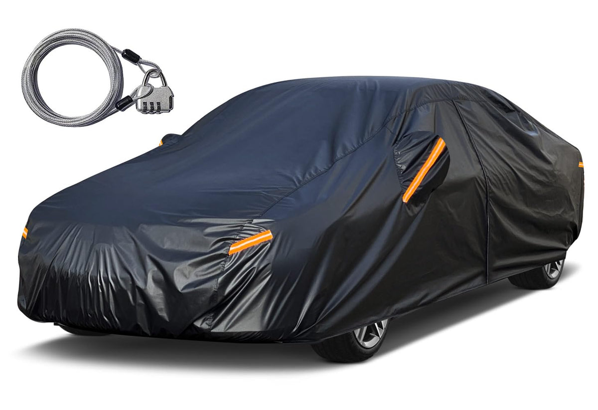 Kayme Sedan Car Cover Waterproof All Weather With Lock And Zipper, Sun Uv Rain Protection Outdoor, Universal Fit Versa/350Z, Aud
