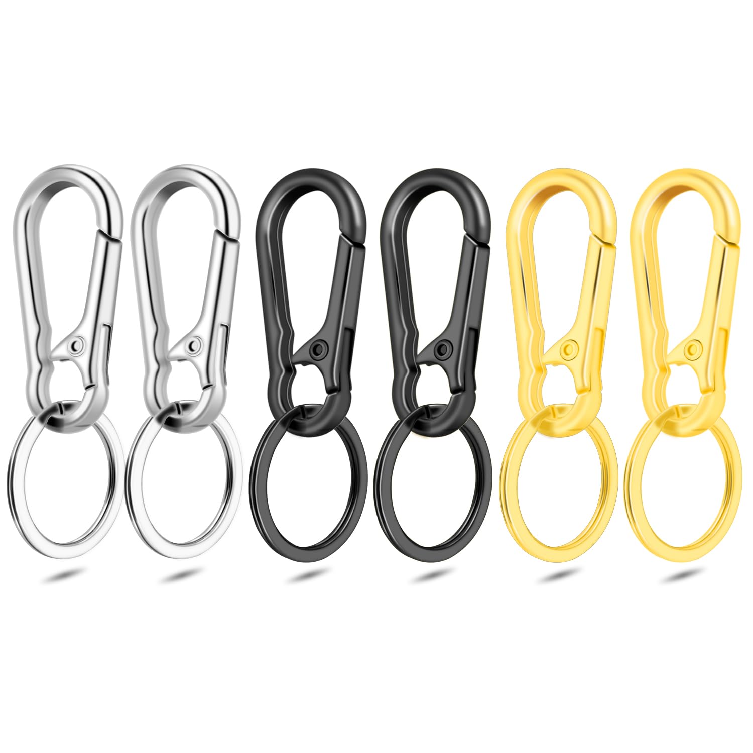 CooBigo 6Pack Assorted Keychain Rings, Metal Key Carabiner Clip, Key Ring Chain Holder Organizer for Purse Charm Hook, Car Keych