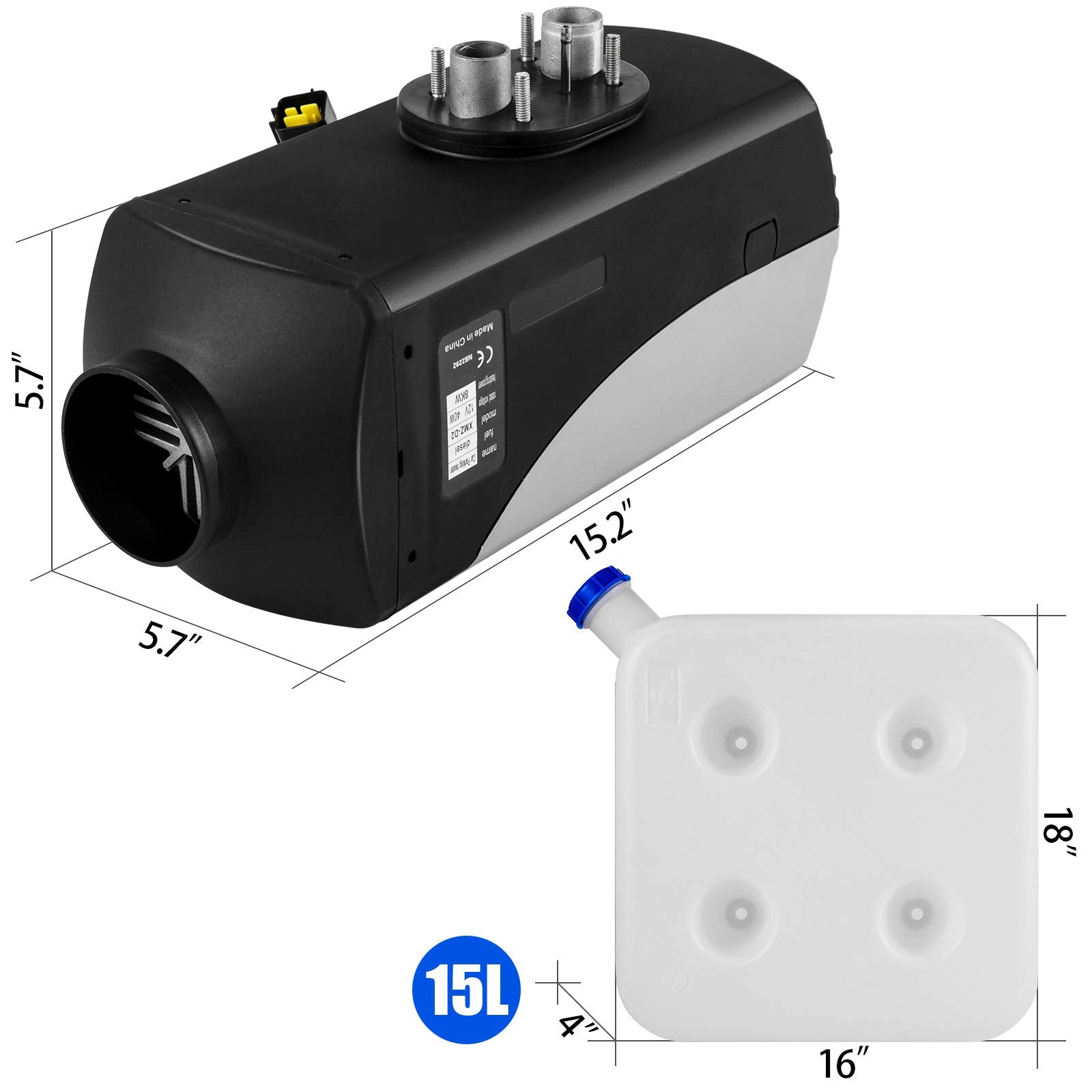 Fiberfly Diesel Heater 8Kw, 15L Tank, Diesel Air Heater 12V,Muffler, Diesel Parking Heater With Lcd Thermostat Monitor & Remote