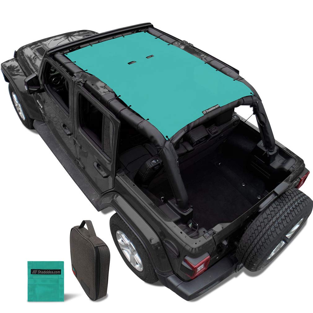 Shadeidea Sun Shade Top For Jeep Wrangler Top Sunshade Jl Unlimited 4 Door (2018-2023) Front And Rear-Tiff Blue Mesh Screen Suns