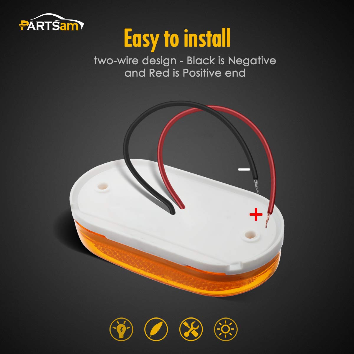 Partsam 14Pcs 4 Inch Rectangle Trailer Rv 6 Led Side Marker Clearence Lights W Reflex Lens [Dot Certified] Sealed Waterproof Run