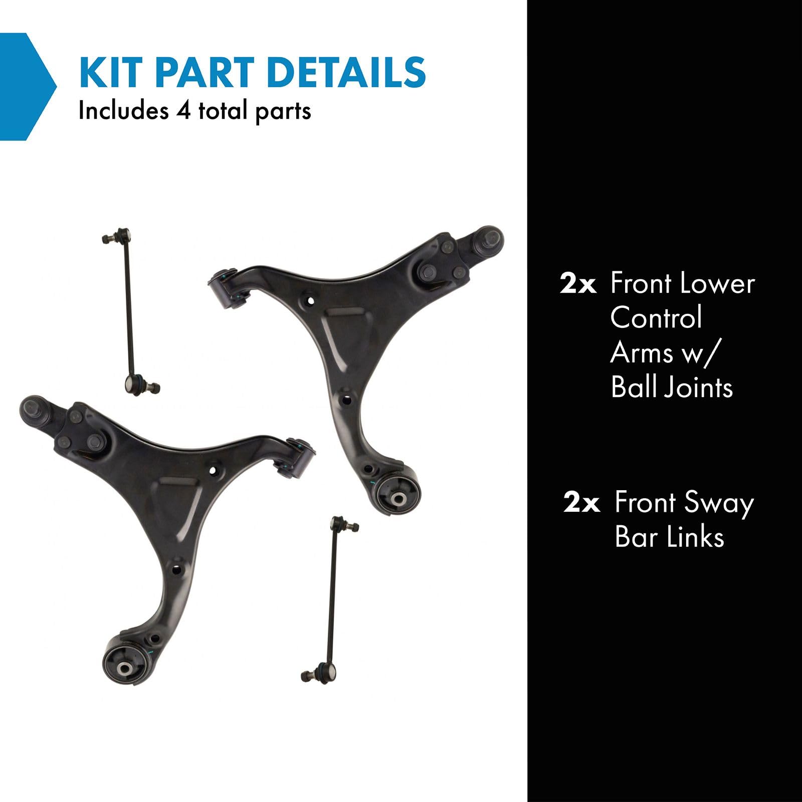 Trq Front Suspension Kit Control Arm With Ball Joint Sway Bar Stabilizer Link Compatible With 2011-2014 Hyundai Sonata