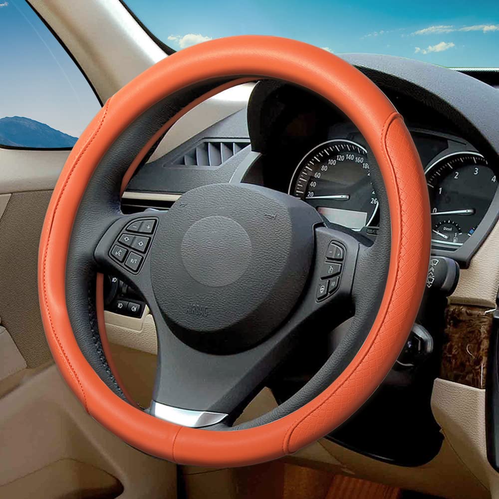 Vargtr Steering Wheel Cover, Microfiber Leather Steering Wheel Cover With Classic Embossing,Anti-Slip Breathable Auto Car Steeri