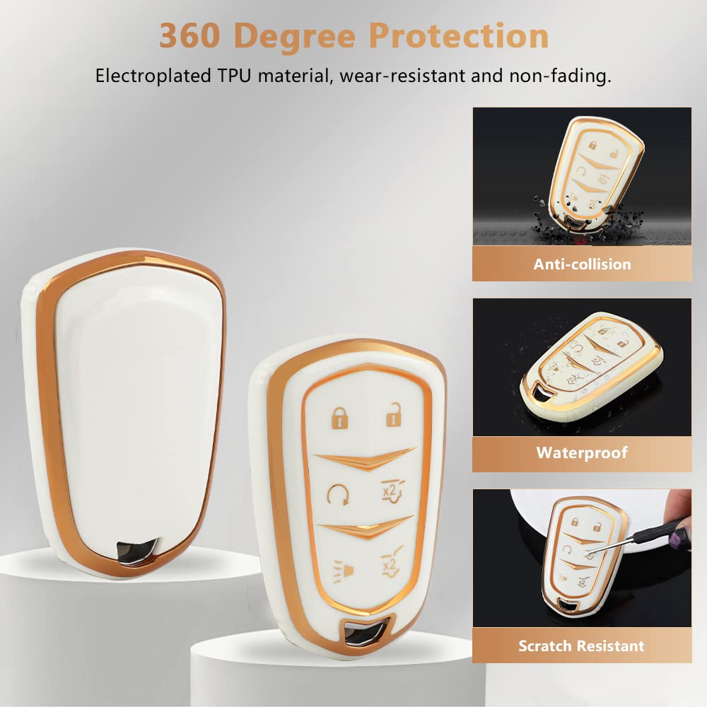 Pifoog Tpu Key Fob Cover Fit For Chevy Equinox Camaro Traverse 5 Buttons Car Key Covers With Keychain Soft Key Shell Case Fits F