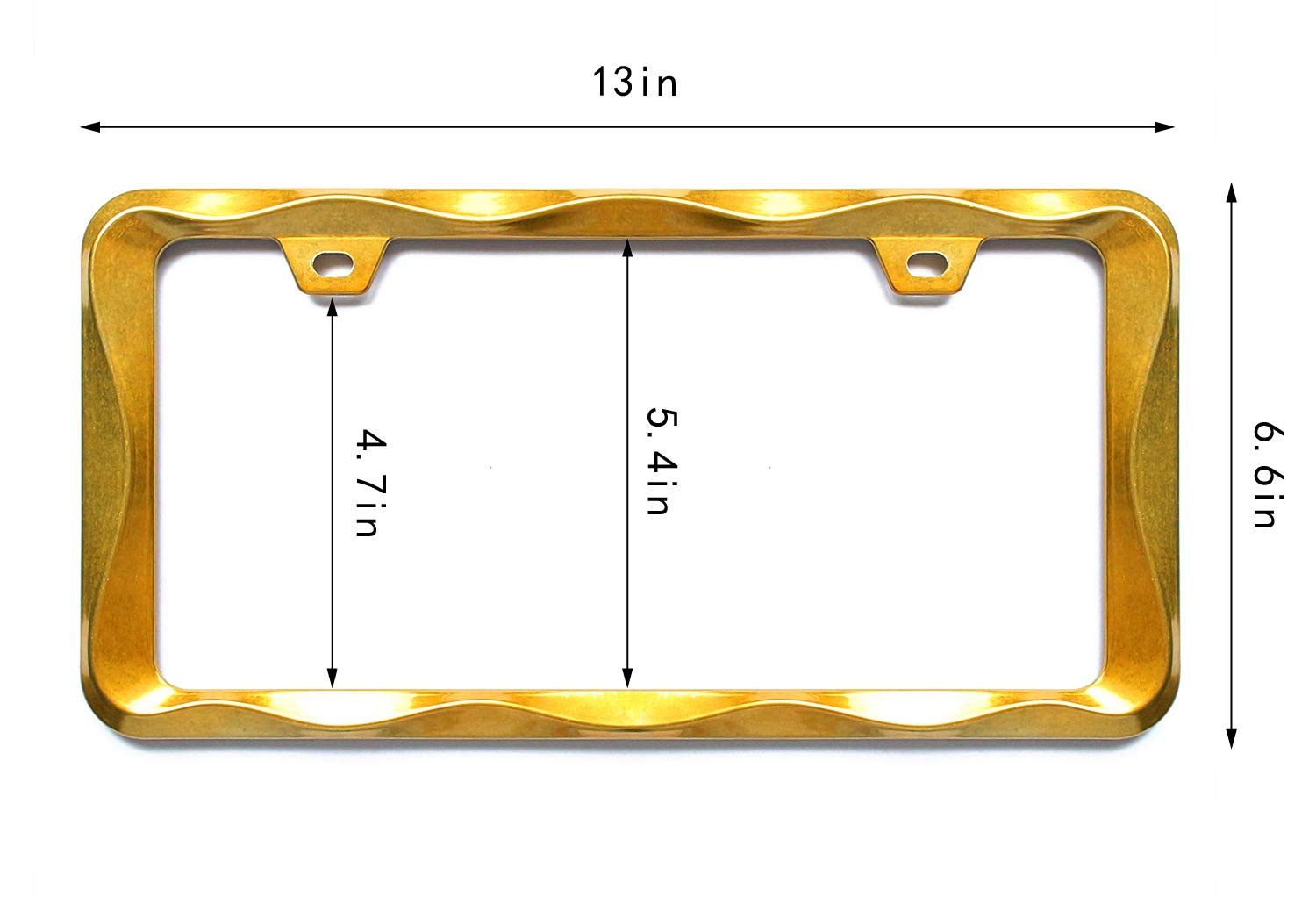Sgooky 3D Curly Wave Pattern License Plate Holder Golden License Plate Frame From Pure Zinc Alloy Metal Perfect Plate Holder