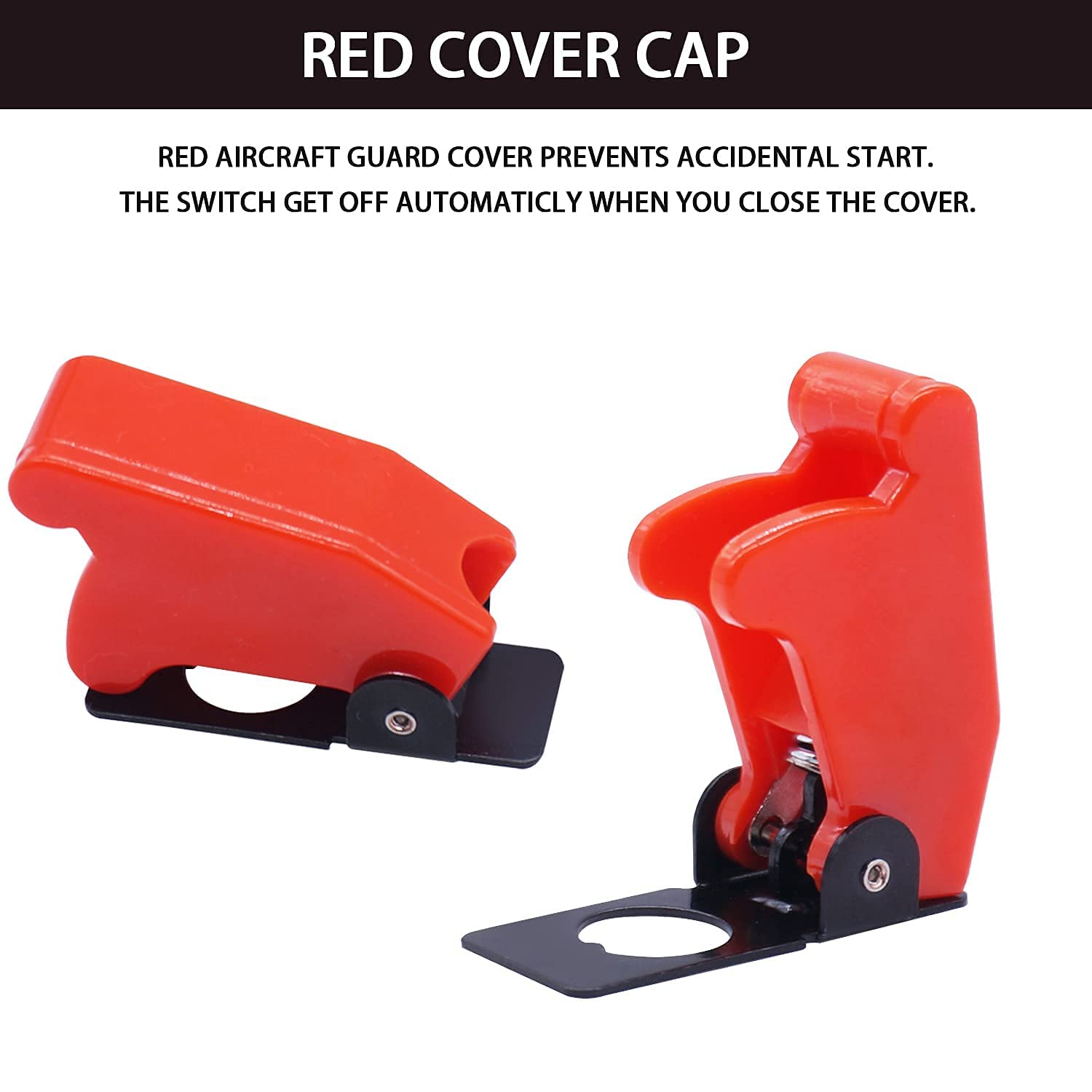 mankk 2PCS 12V Heavy Duty Rocker Toggle Switch 10A/125V SPST ON/Off 2Pin with Red Aircraft Safety Cover for Auto Car Marine Boat