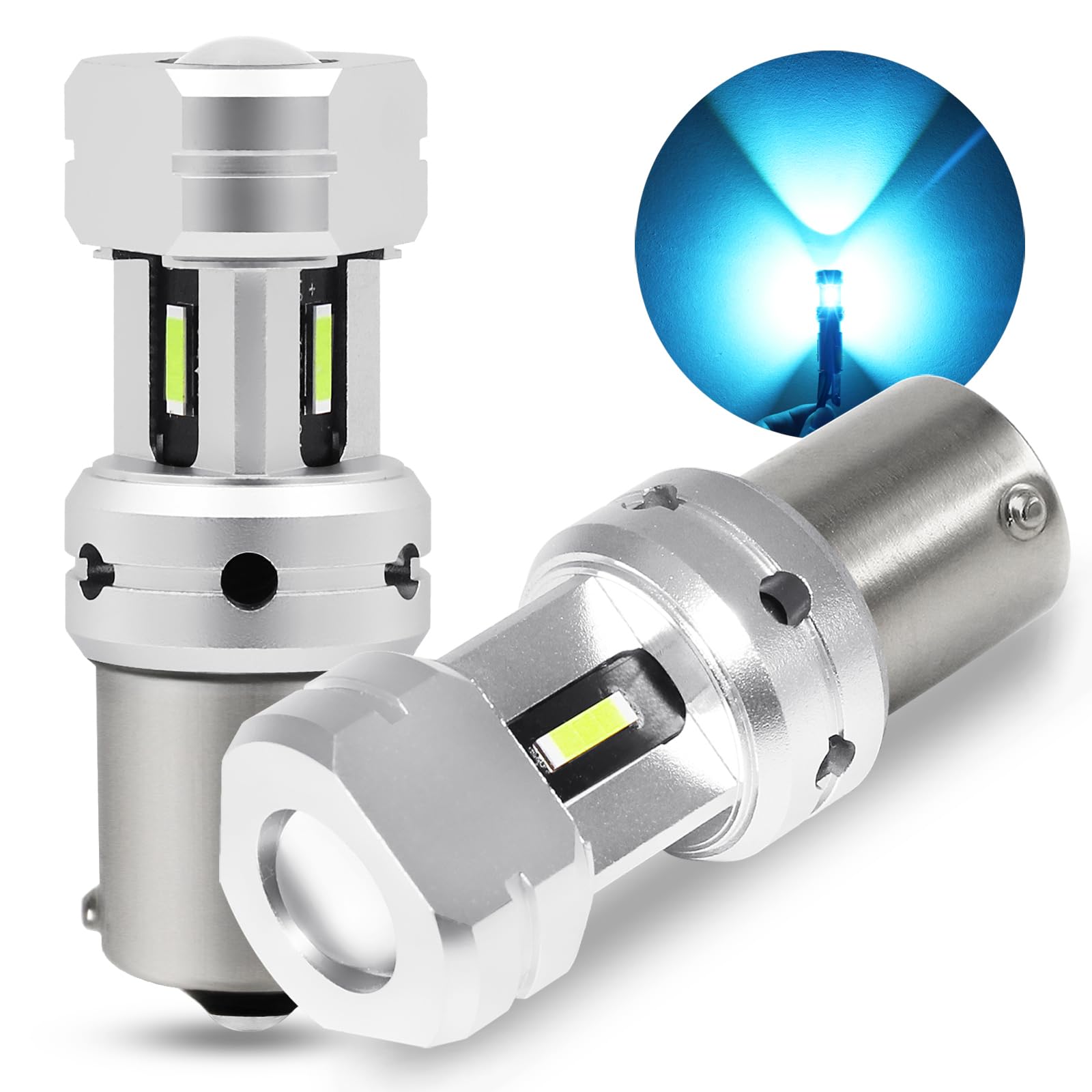 Phinlion 1156 Ice Blue Led Light Bulbs, Super Bright 12V 24V P21W 7506 Ba15S 1141 Led Replacement For Car Back Up Reverse Or Day