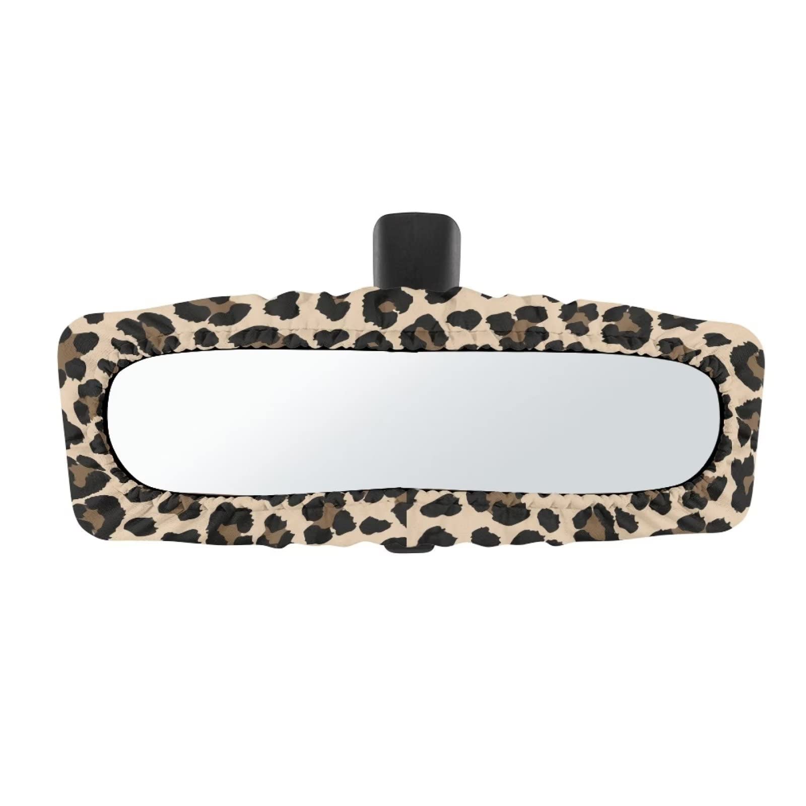 Huisefor Brown Leopard Car Stretchy Rearview Mirror Cover, Dustproof Auto Rear View Mirror Protector Car Interior Accessories Or