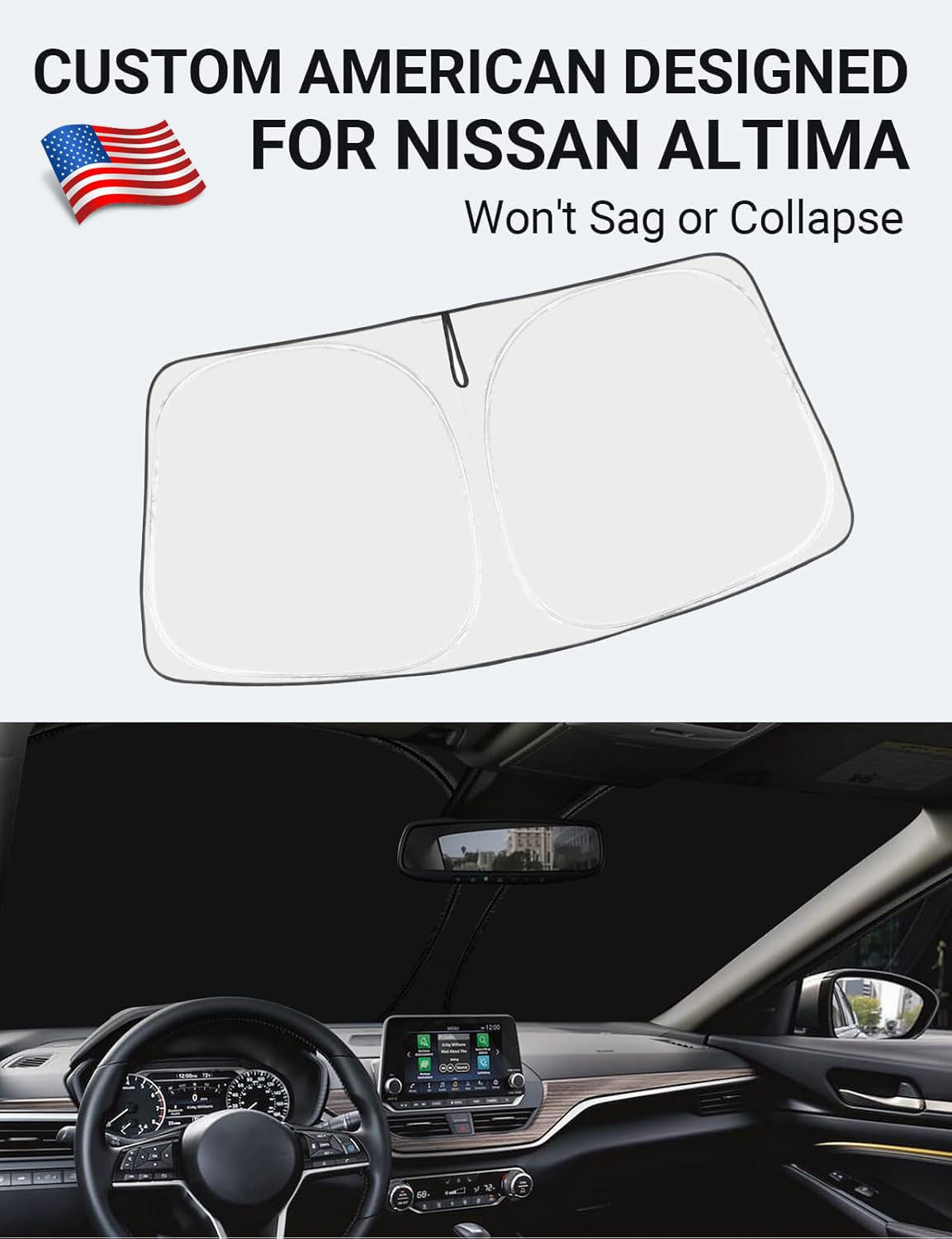 Proadsy Front Windshield Sunshade Foldable Shade Sun Visor Protector Custom Fit 2019-2024 2025 Nissan Altima Sedan Accessories 2025 Upgrade