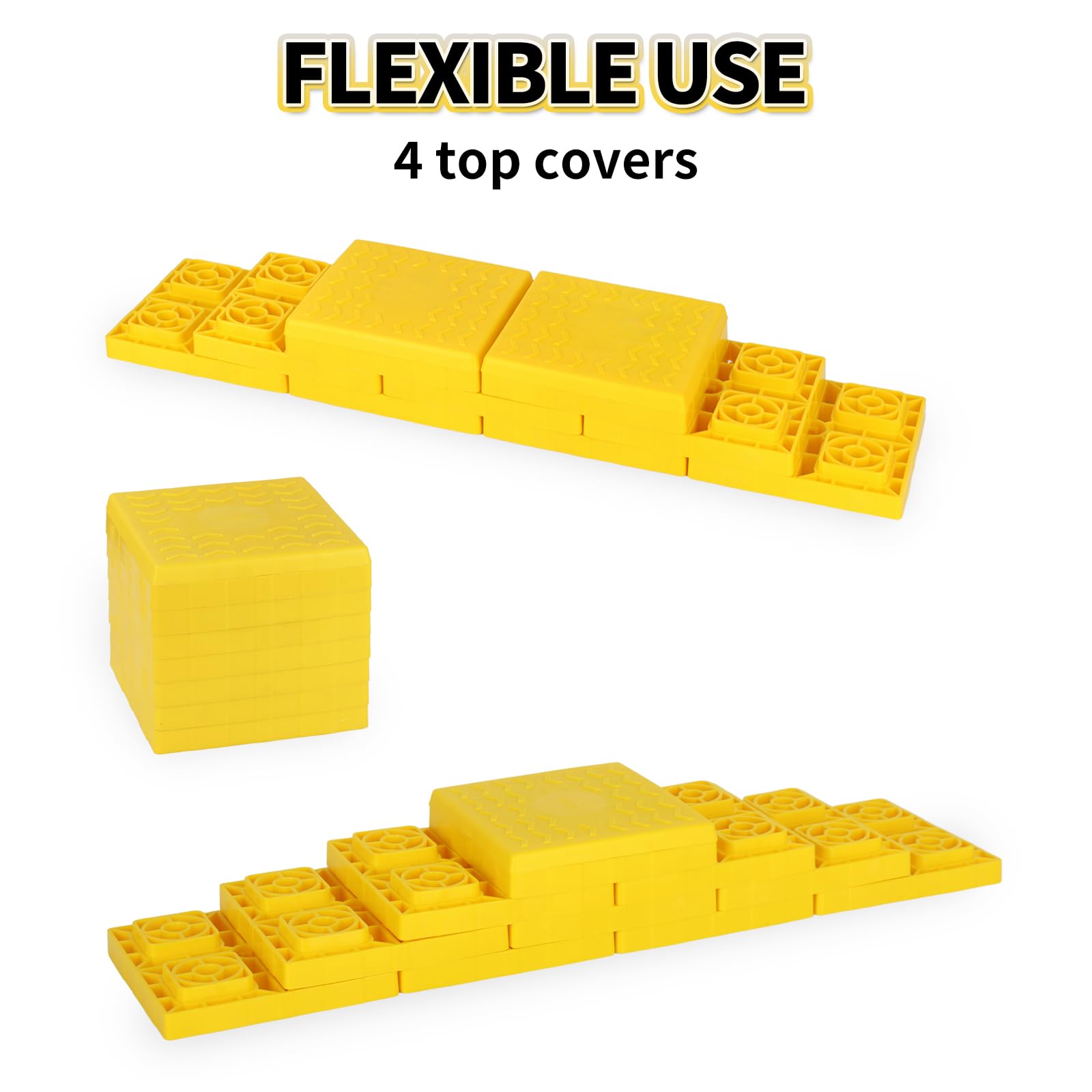 OULEME RV Leveling Block Top Cover, 4 Pack RV Jack Pad Cap, Interlocking Leveling Pad Cap for Camper Travel Trailer