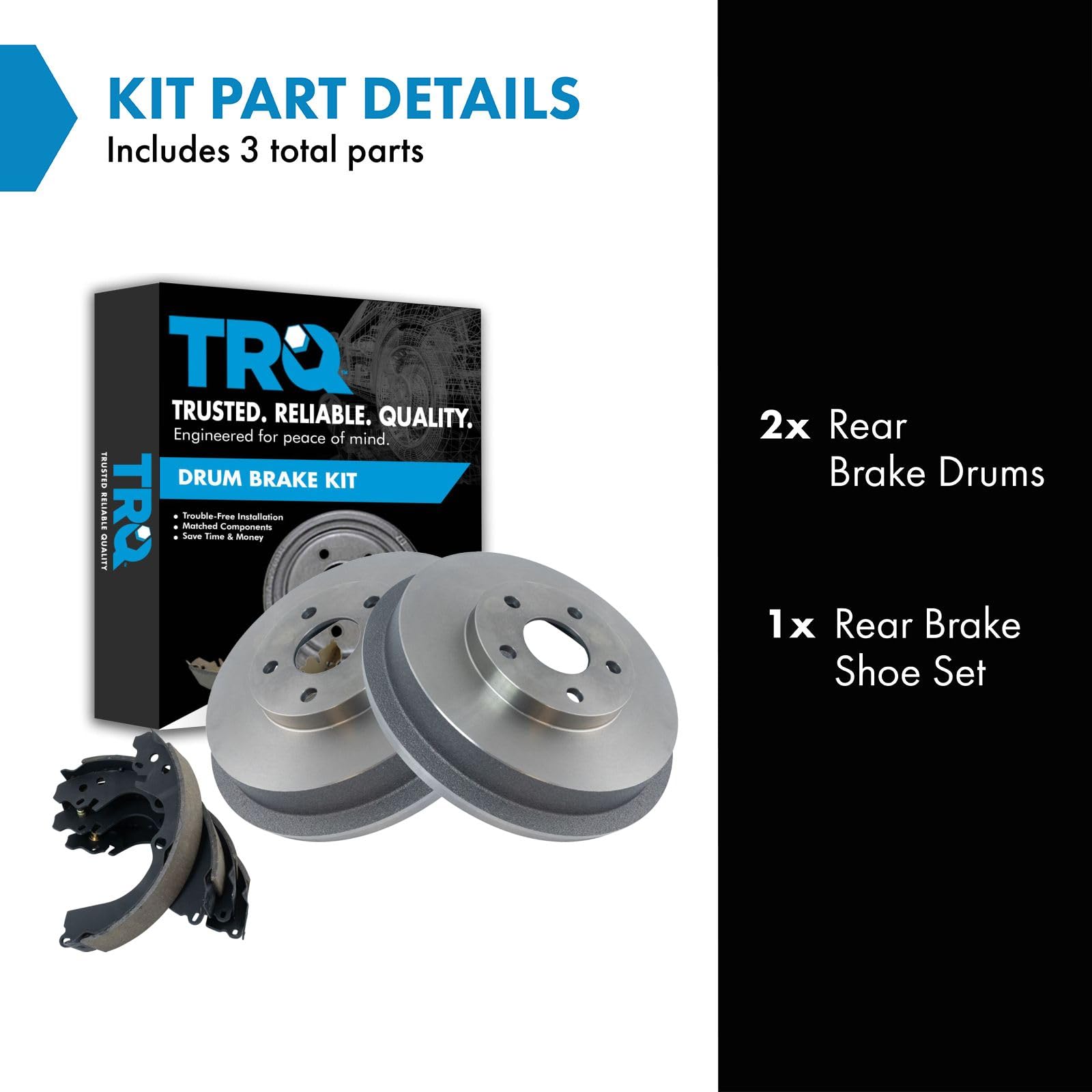 TRQ Brake Drum & Shoe ABS Rear Set Kit Compatible with Subaru Forester Impreza