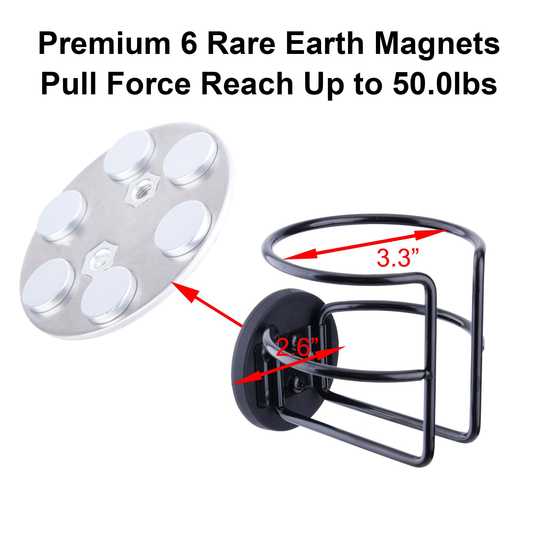 Magnetic Cup Holder with 2 Screws Mount, Full Covered Bus Tractor Cup Holder, Magnet Cup Holder for Bottle Drink, Black Pack of