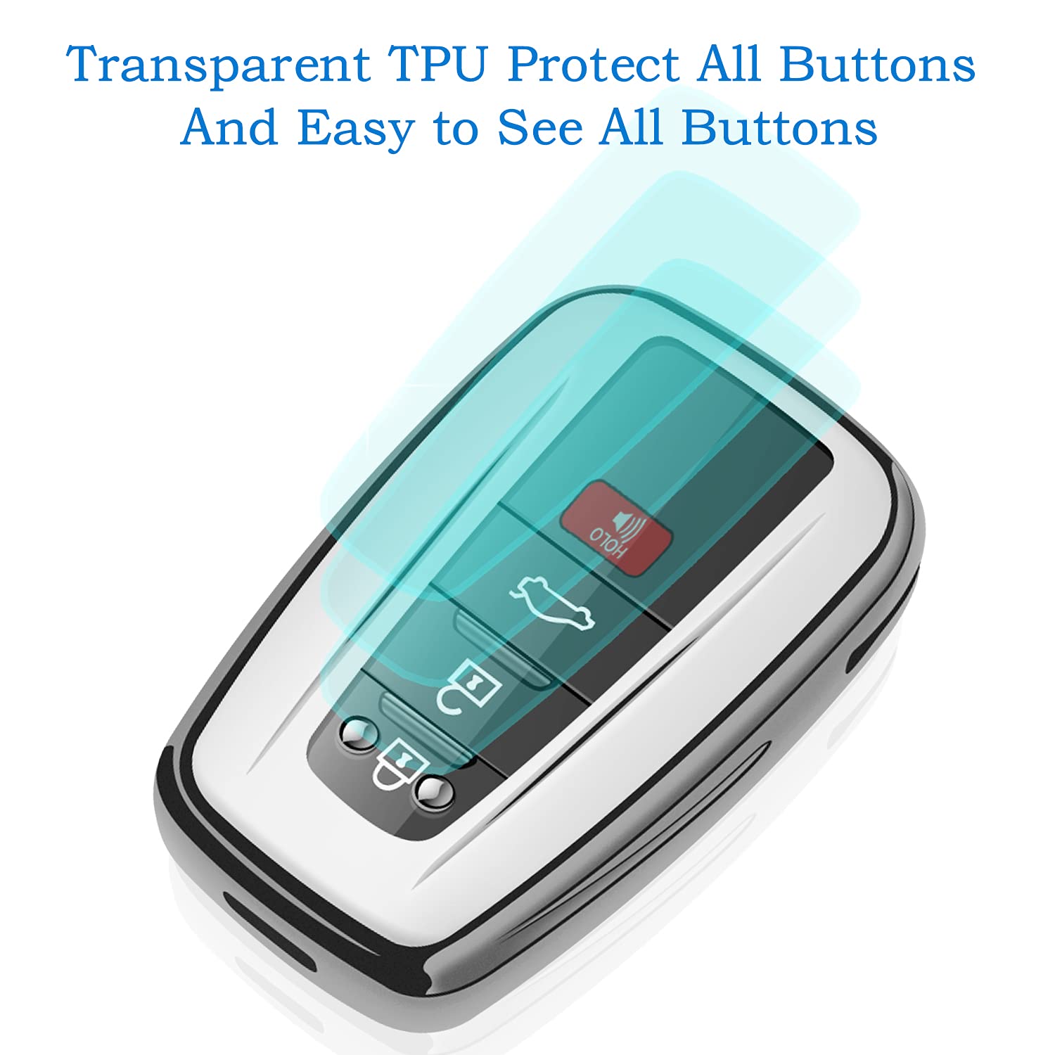 Tukellen for Toyota Key Fob Cover Special Soft TPU Key Shell Case Protector Compatible with 2018-2024 Camry Avalon C-HR Prius Co