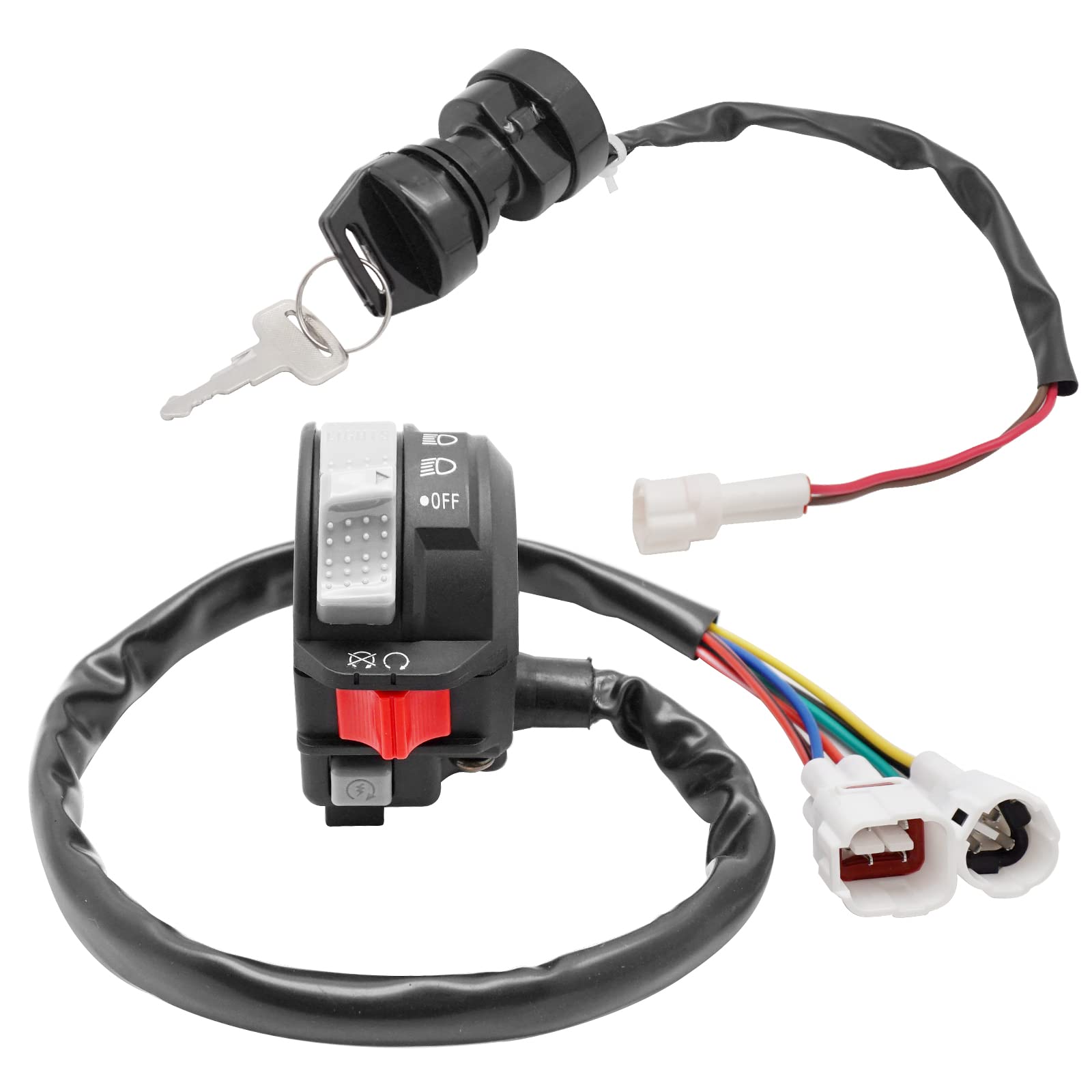 M Mati Start Stop Headlight Switch & Ignition Key Switch For Yamaha 2002-2005 Warrior 350 Wolverine 350 Bear Tracker 250 2004-2013 Raptor 250 Raptor 125 Grizzly 125