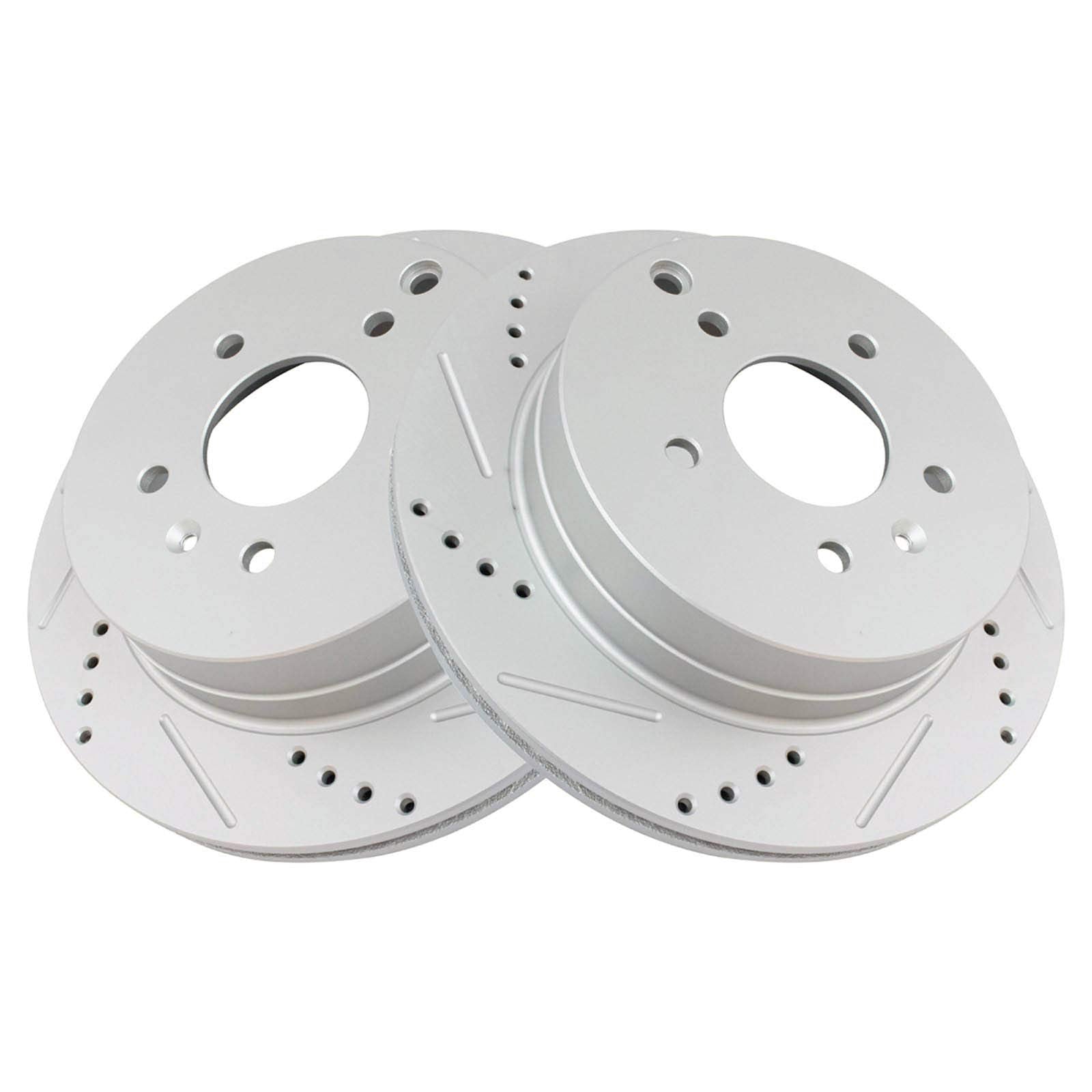 Trq Rear Performance Brake Rotors Set Premium G-Coated Cross Drilled & Slotted Compatible With 2012-2015 Chevrolet Captiva Sport