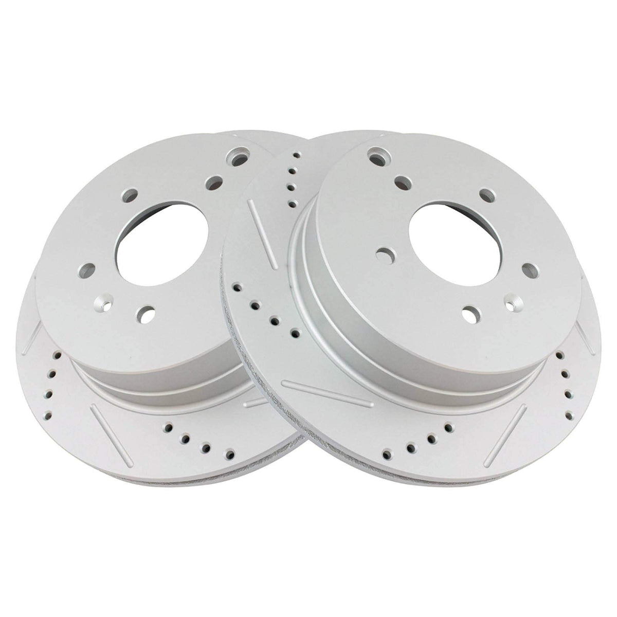 Trq Rear Performance Brake Rotors Set Premium G-Coated Cross Drilled & Slotted Compatible With 2012-2015 Chevrolet Captiva Sport