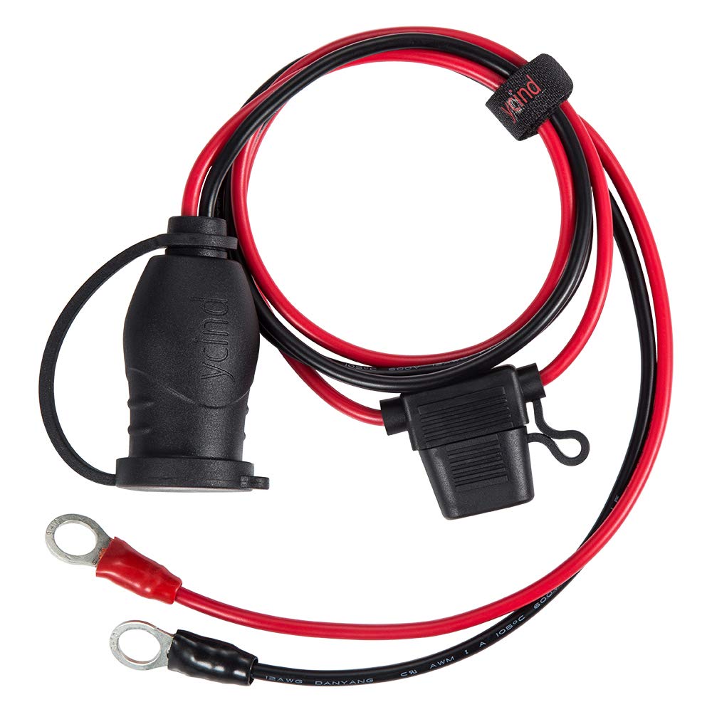 Ycind 3/8'' Eyelet Terminal To Female Cigarette Lighter Socket Battery Boost Cable Heavy Duty 30A Fuse 12V/24V 12Awg Cord 3Ft