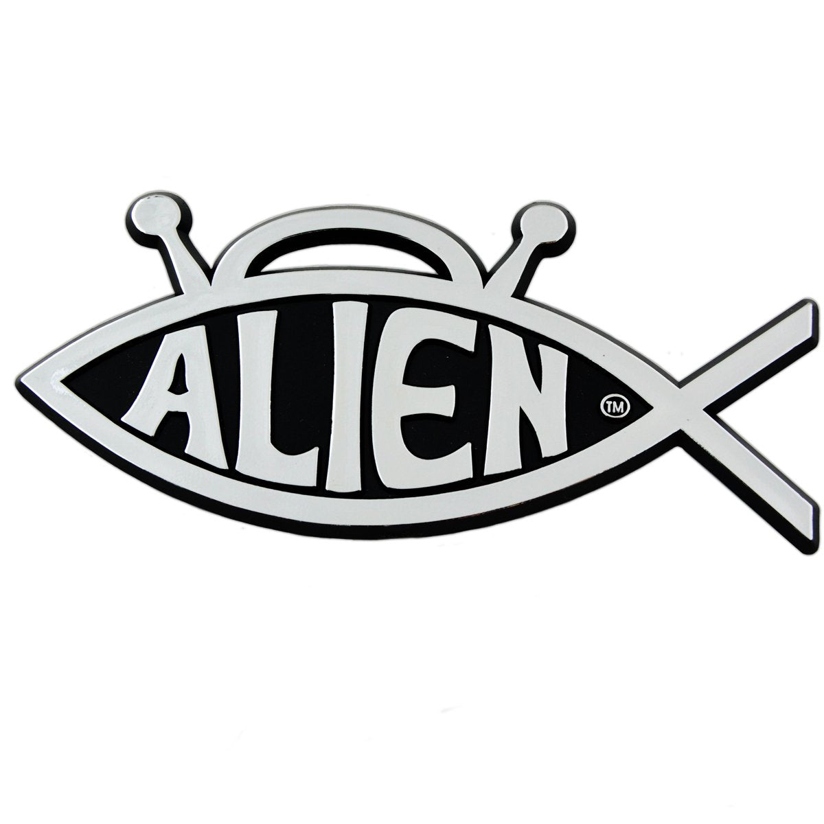 Alien Fish Plastic Auto Emblem - [Silver][5'' X 2 3/4'']