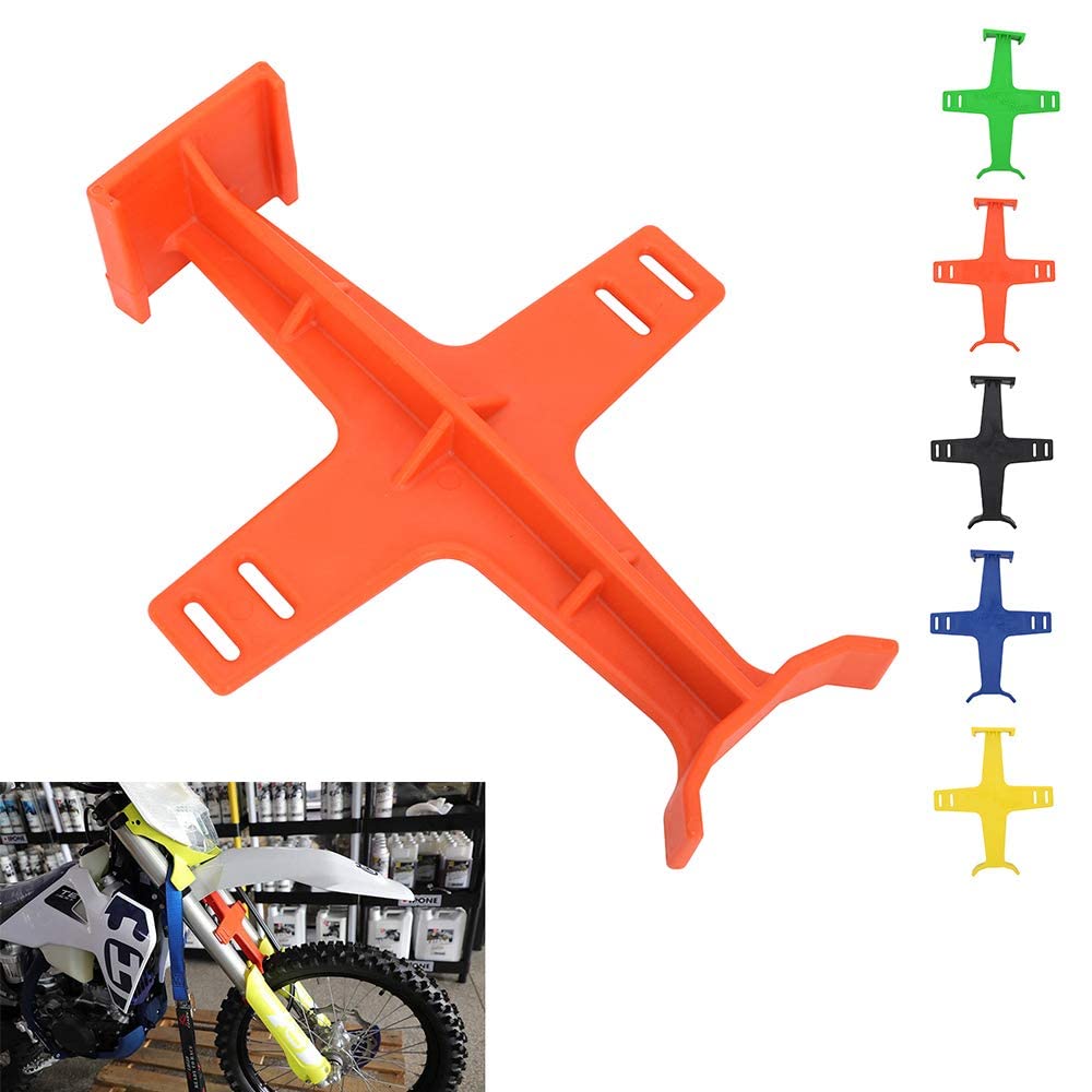 Universal Motorcycle Fork Guard Suspension Support Brace Transportation Tool Tie Down Seal Saver Protection Plastic For Dirt Bike Motocross Accessories Orange