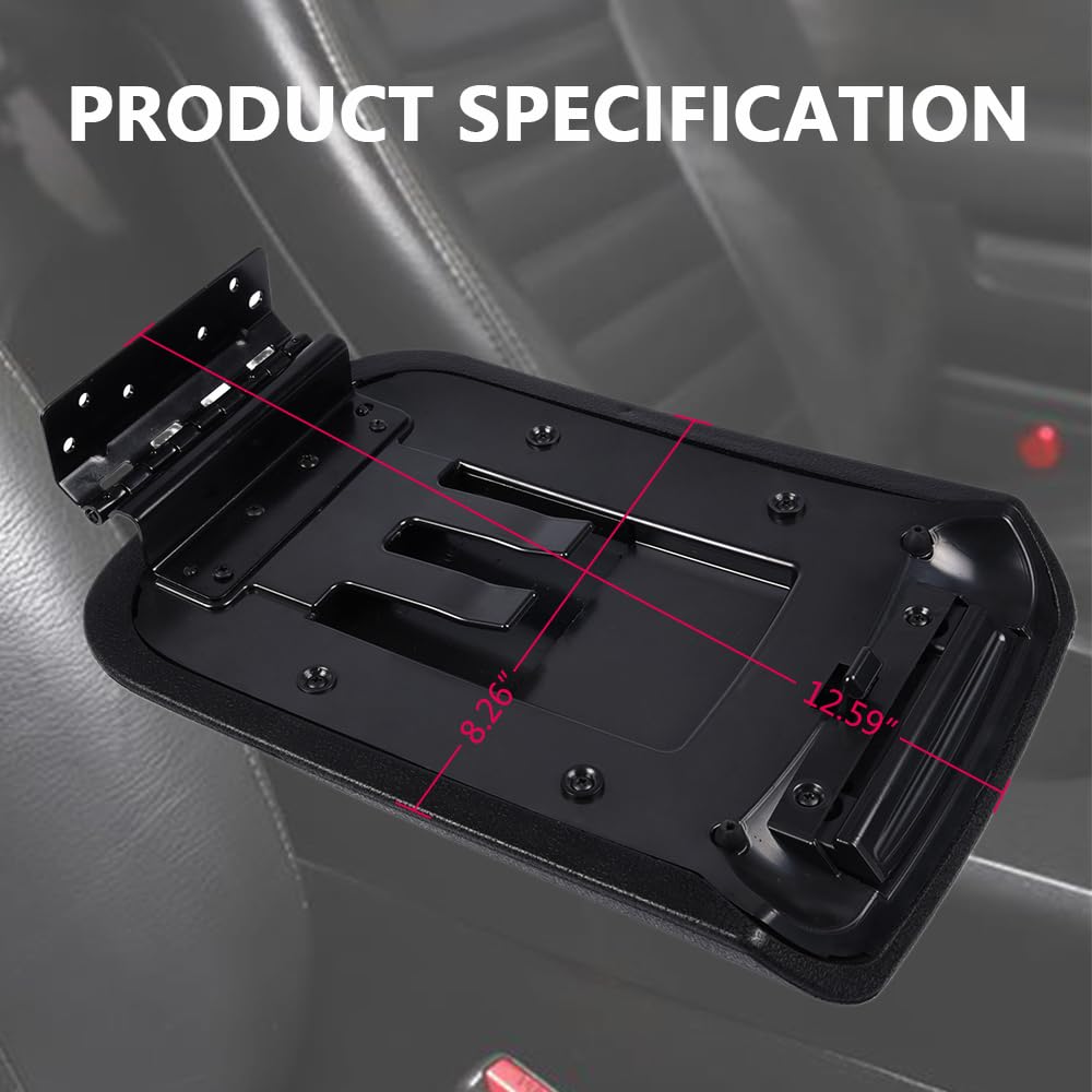 Allgood Center Console Armrest Lid W/Latch Compatible With Ford Mustang 2005 2006 2007 2008 2009 Replacement 5R3Z6306024Aac Black