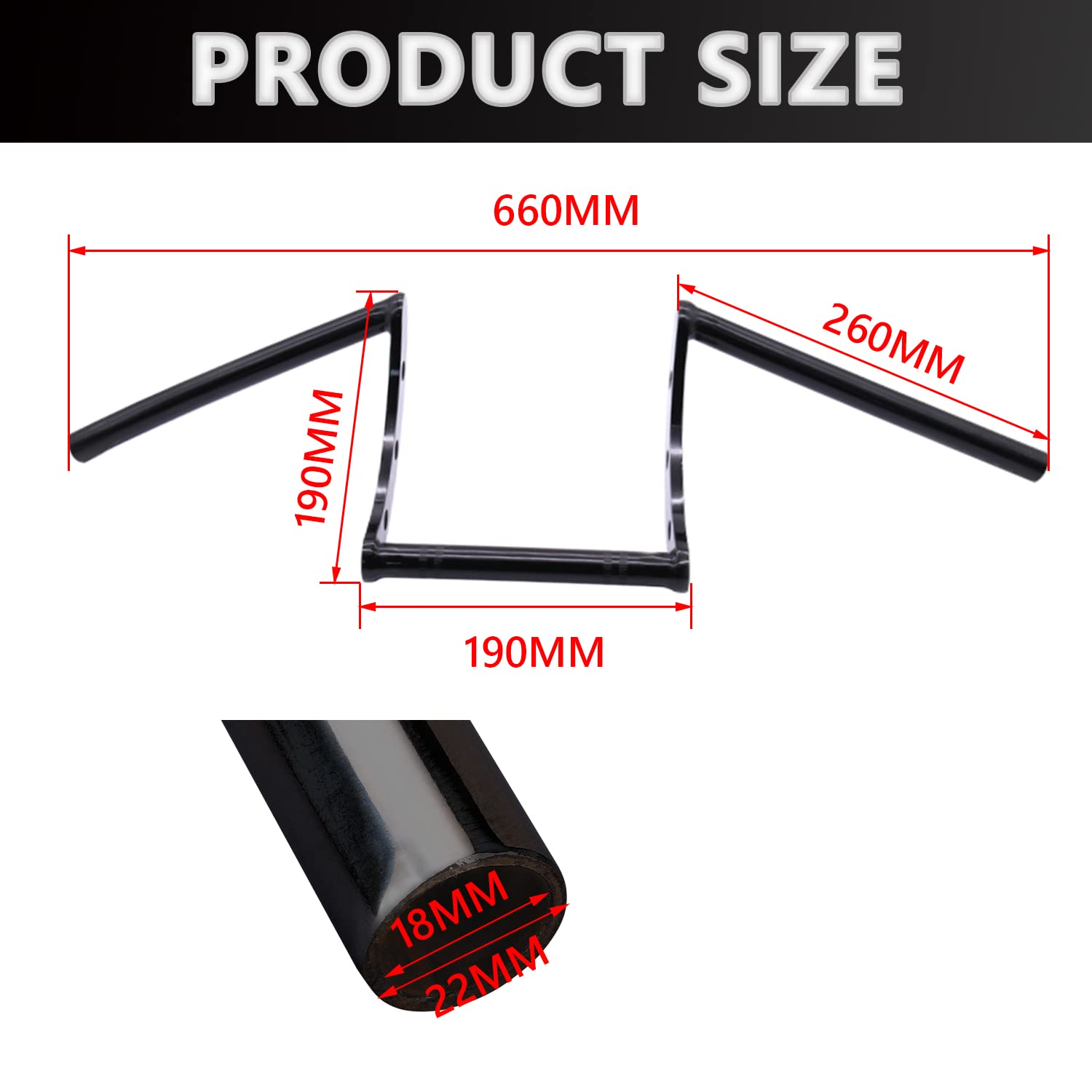 Anxin Motorcycle Handlebar Z Bars 22Mm 7/8' Handlebars For Drag Custom Bobber Chopper Cruisers Softail Dyna Sportster - Black