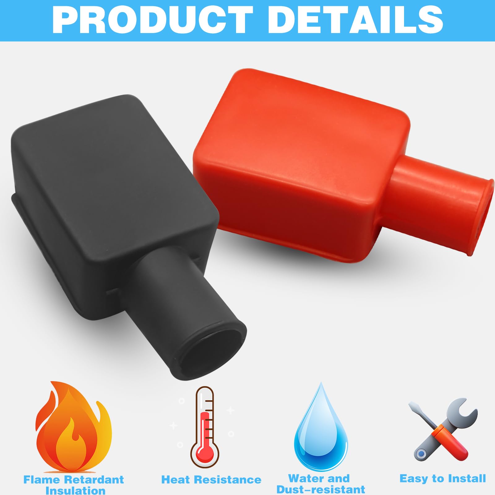 12Pcs Battery Terminal Cover, Battery Terminal Protector,Car Insulating Protector Car Battery Cover,Soft Rubber Positive Negativ