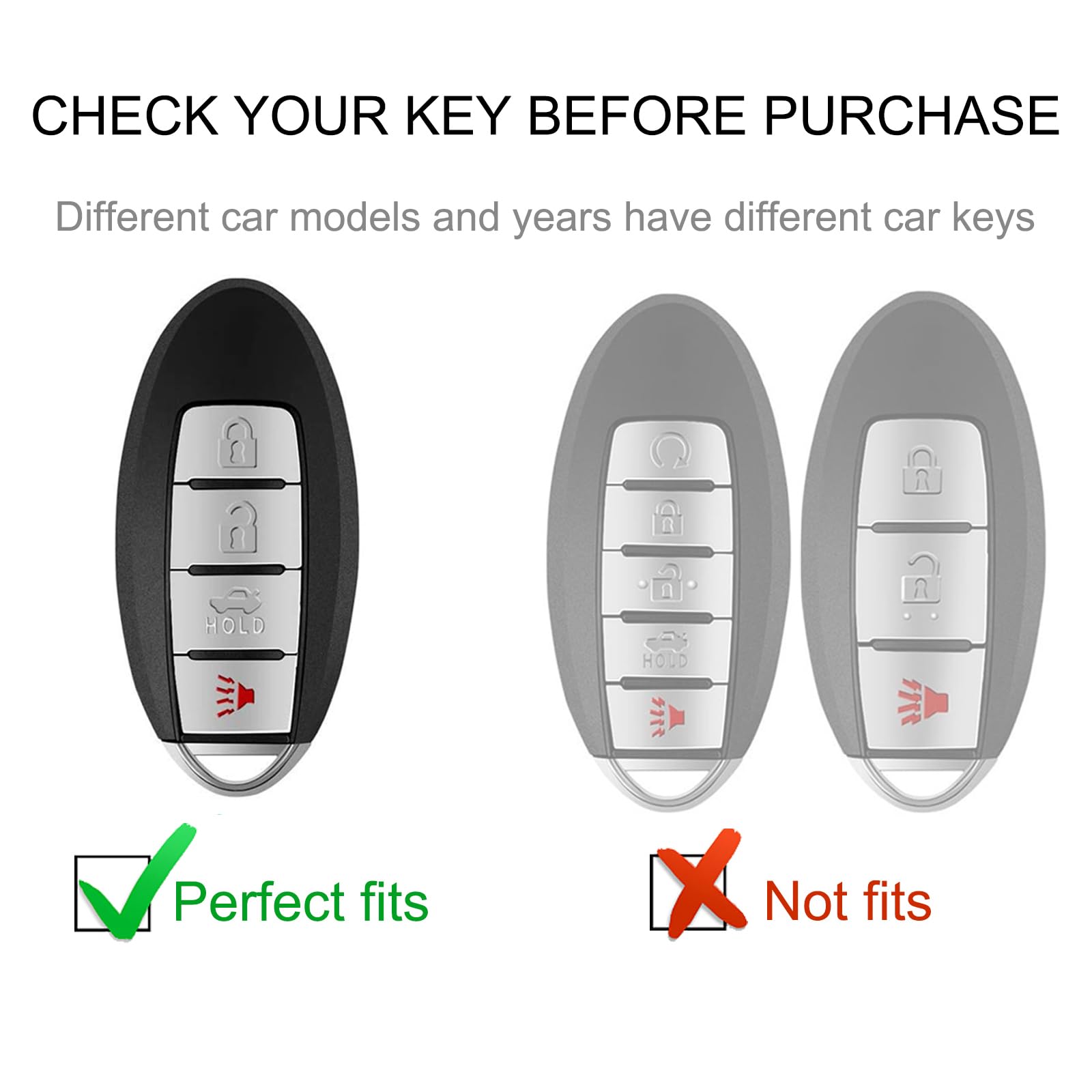 Cacarlike For Nissan Key Fob Cover With Leather Lanyard, Car Key Fob Case Compatible With Altima Maxima Murano Rogue Sentra Sent