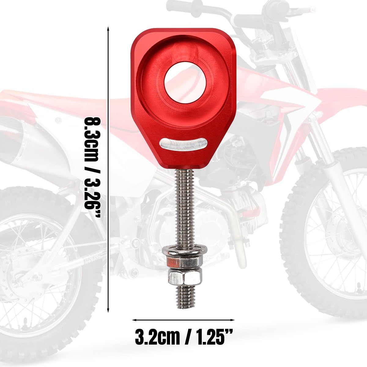 Canitu Red Rear Chain Adjusters,Motorcycle Billet Rear Axle Blocks Swingarm Spool Tensioner Tension Adjuster Accessories for Hon