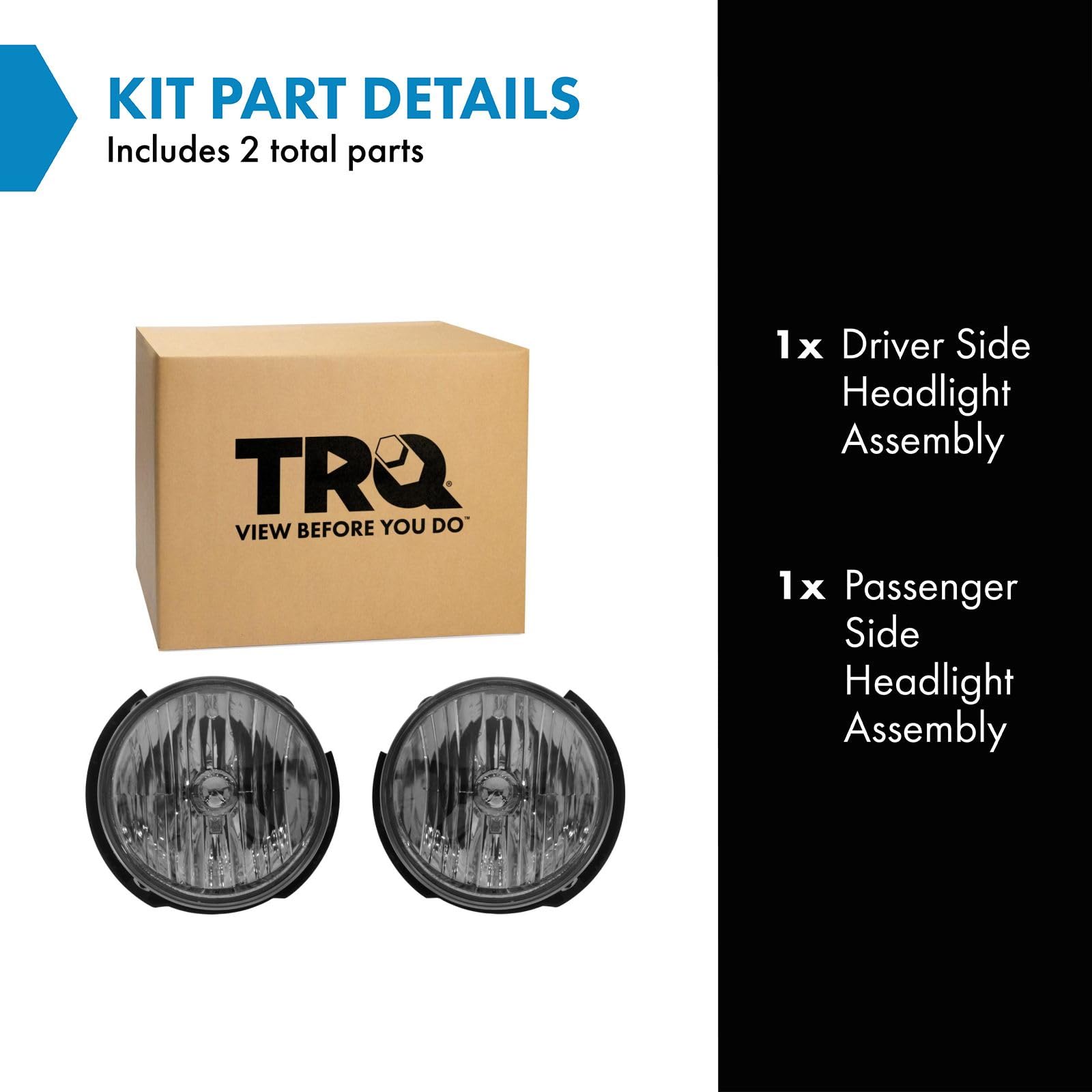 Trq Driver & Passenger Side Headlight Assembly Set Headlights Driver & Passenger Side Compatible With 2007-2017 Jeep Wrangler 20