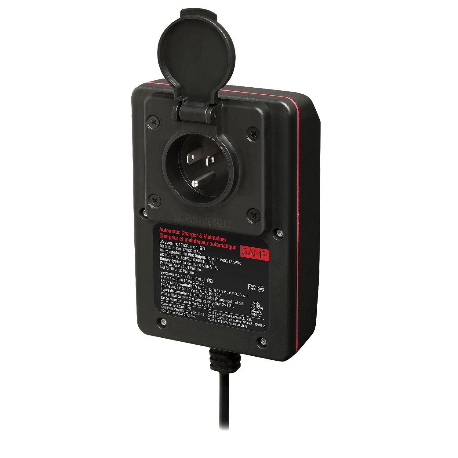 Promariner 24105 Protechone Digital Series 5 Amp Fully Automatic On-Board Battery Charger And Maintainer With Integrated Ac Inle