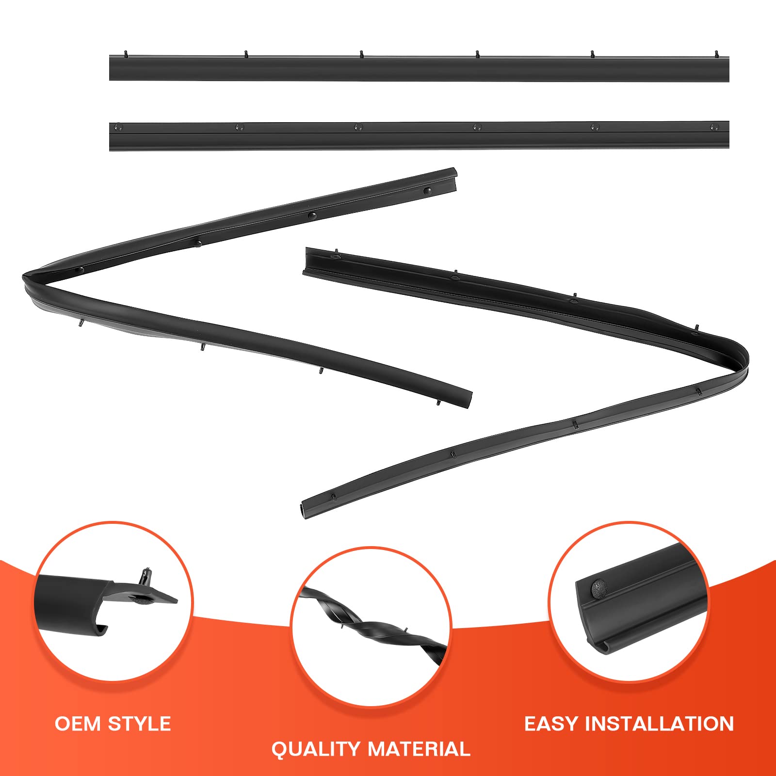 ACLONG 4PCS Window Rubber Weatherstrip Seal Front and Rear Lower Door Compatible With 1999-2016 Ford F250 F350 F450 F550 Super D