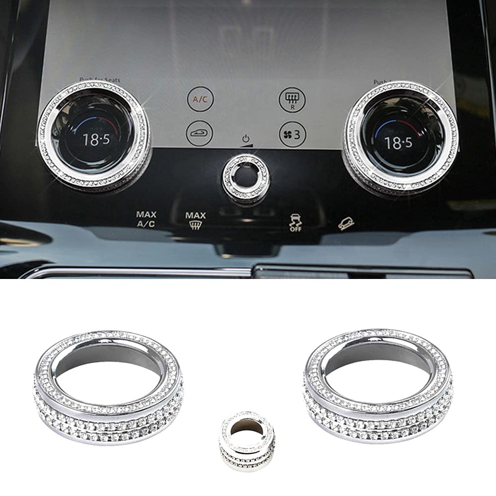 MICROCK Bling Accessories for Range Rover Evoque 2020-2022 and Velar 2018 2019 2020 2021 2022 Air Conditioner Switch knob Cover 