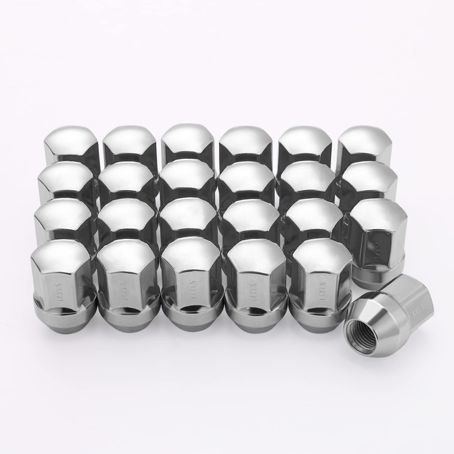 Lichamp 24pcs OEM Lug Nuts 14x1.5 Chrome Original Factory Cone Seat Style M14x1.5 Lugnuts Partial Compatible with 2015-2021 Ford
