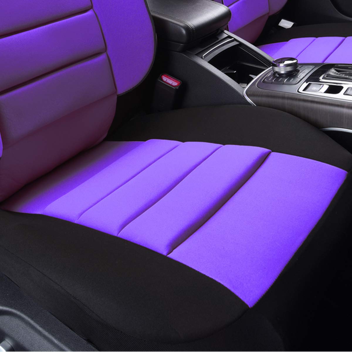 CAR PASS 6PCS 3D Foam Cushion Back Support Universal Fit Elegance Two Front Car Seat Covers,for Automotive SUV,Van,saden,Trucks Airbag Compatible(Black and Purple) Women Comfortable “Cute Girly