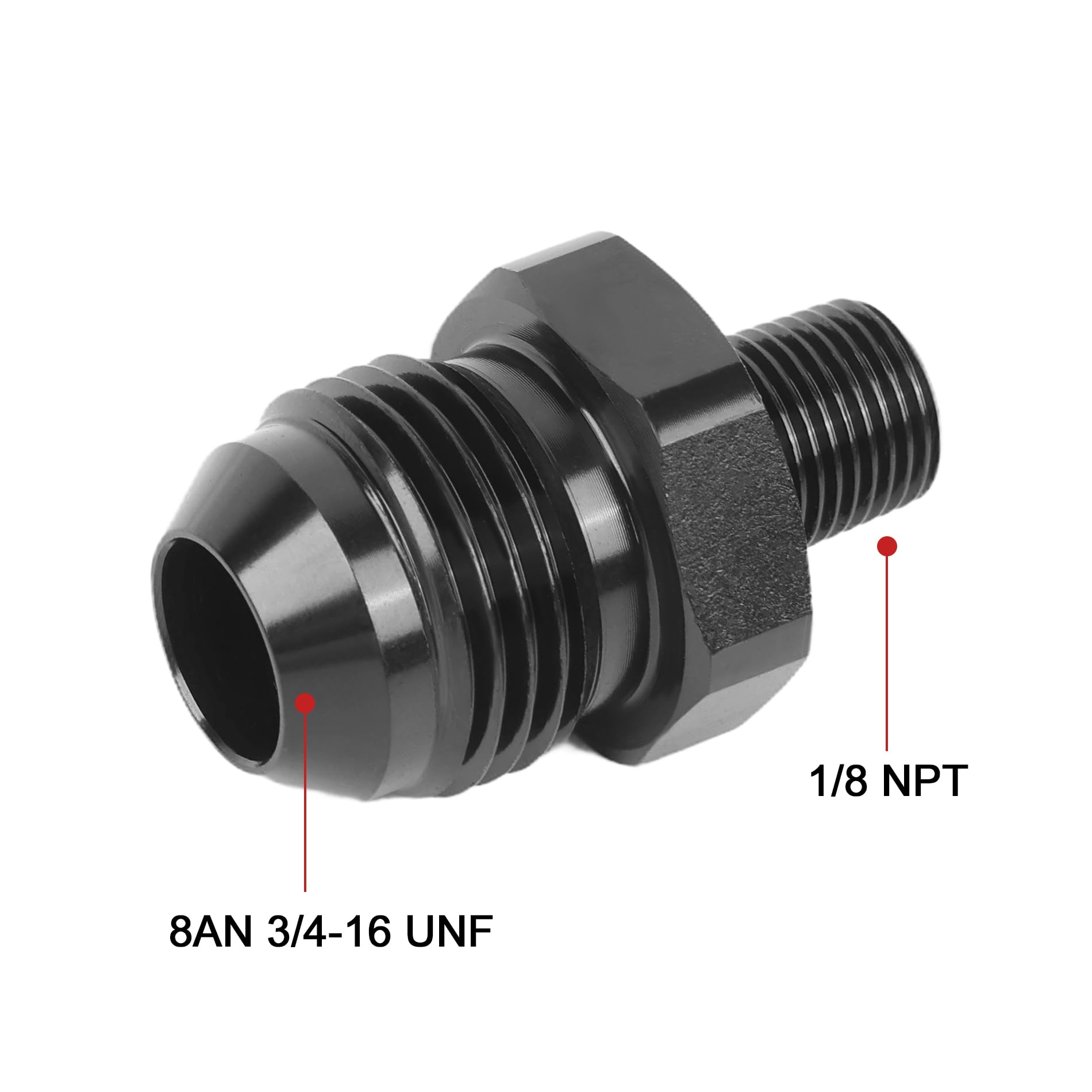 Evil Energy 8An Male Flare To 1/8'' Npt Pipe Fitting Adapter Straight Aluminum Black
