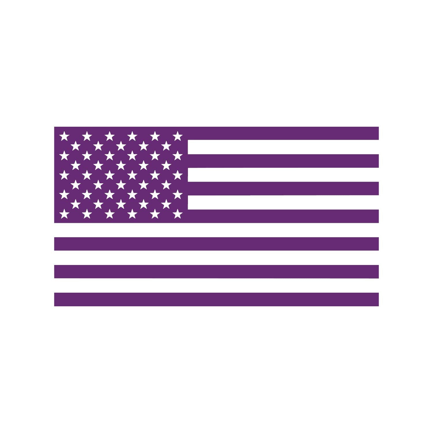American Us Flag [Pick Color/Size] Vinyl Decal Sticker For Laptop/Car/Truck/Window/Bumper (18In X 10In, Matte Purple)