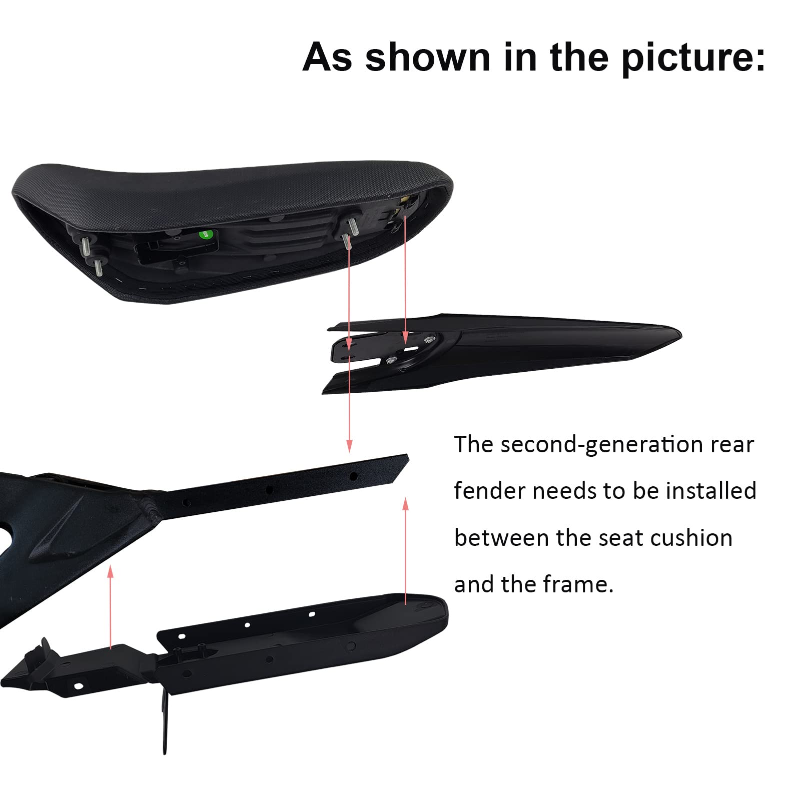LINGQI RACING Modified Rear Fender for Sur-Ron Light Bee X/S, Black, Plastic, Streamlined Design