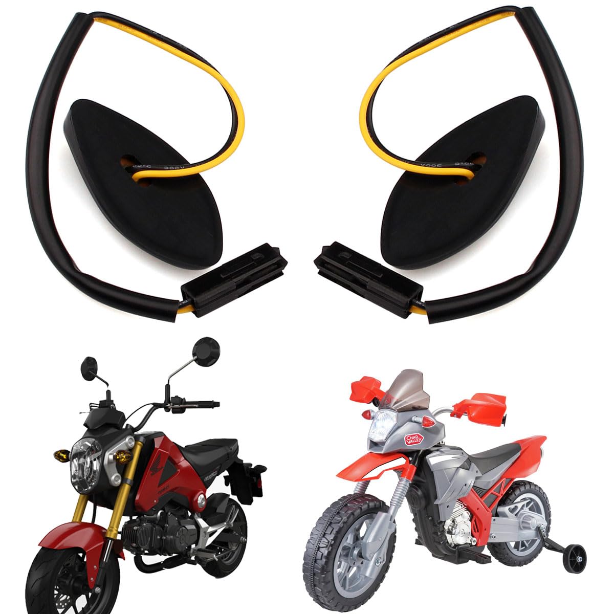 AUCERAMIC 2 Pcs LED Flush Mount Motorcycle Turn Signals Light Kit Brake Blinker Indicator kit for 2014-2018 Honda Grom Front Bli