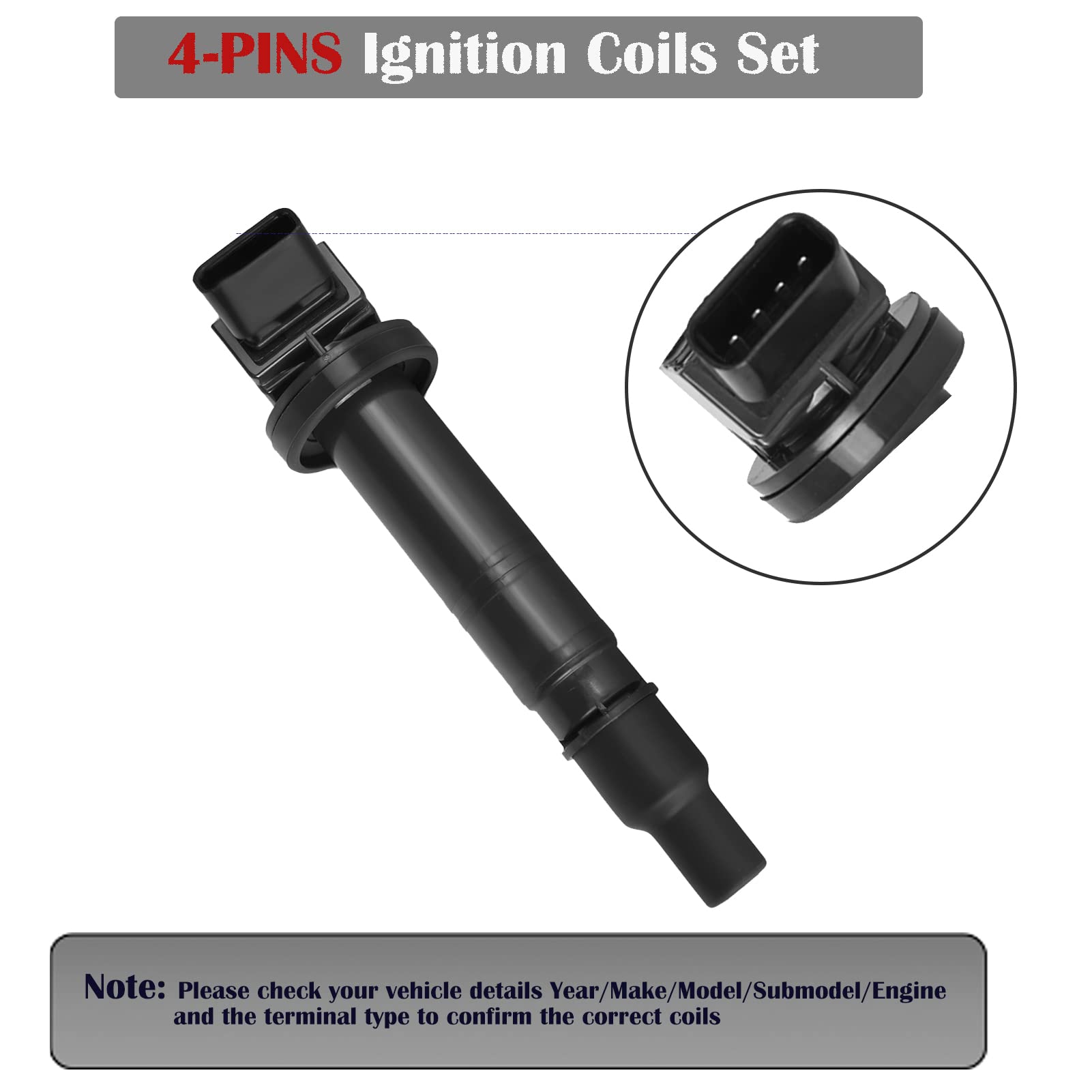 4Pcs Ignition Coils For 2002 2003 2004 2005 2006 2007 2008 2009 2.4L Toyota Camry Matrix Rav4 Solara Highlander Scion Tc Xb Lexu