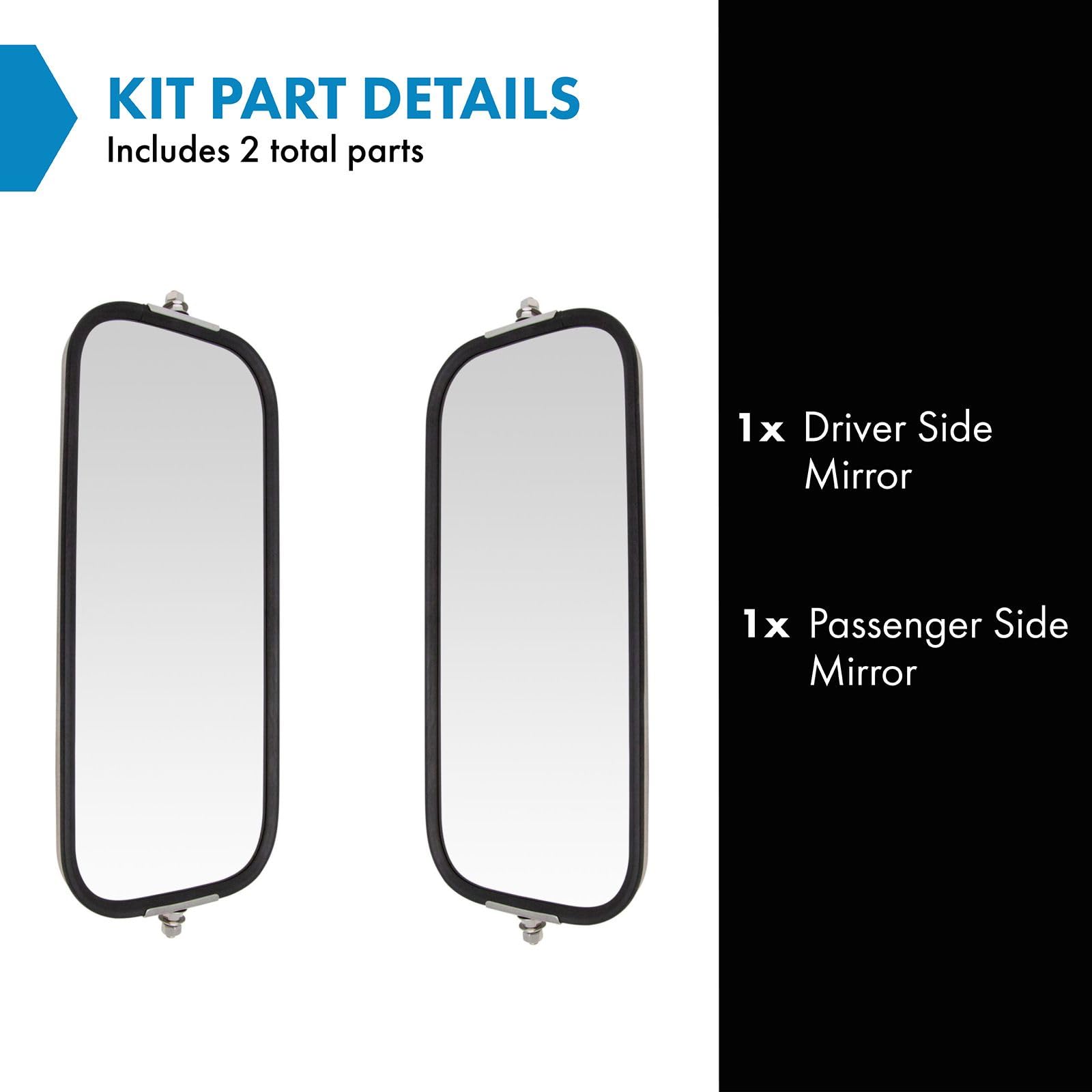 Trq West Coast Mirror Peaked Back 16X7 Stainless Steel Pair For Heavy Duty Truck