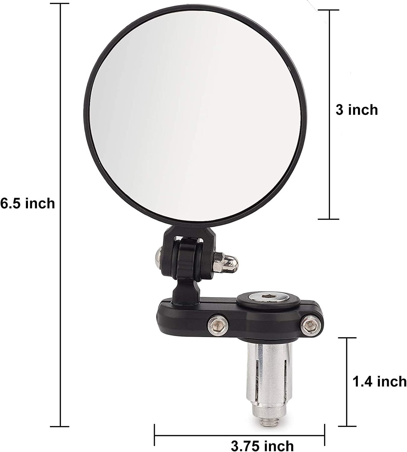 DKMOTORK 001-B Cafe Racer Mirrors Foldable Motorcycle Bar End Rear View Side Mirrors Black for 7/8 Handlebars Compatible with St